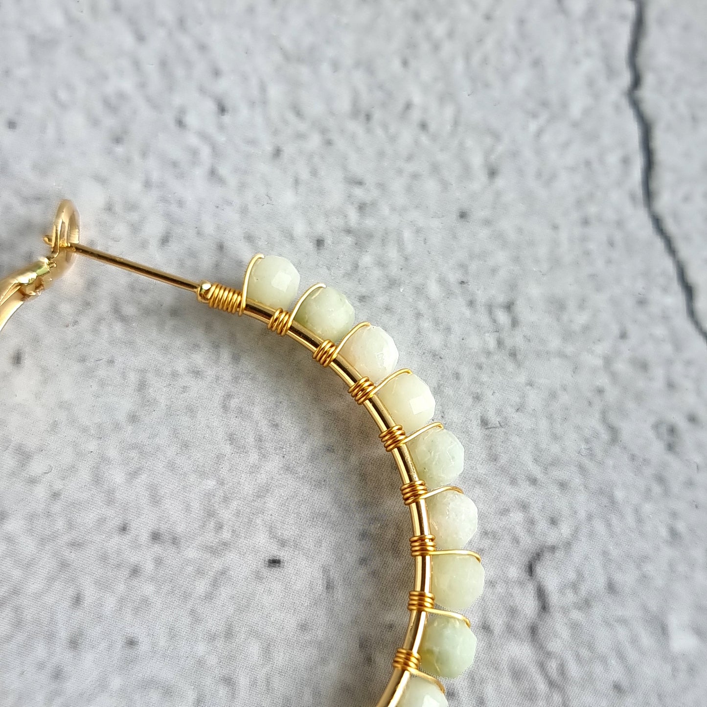 Jade - Big Hoop Gemstone Earrings