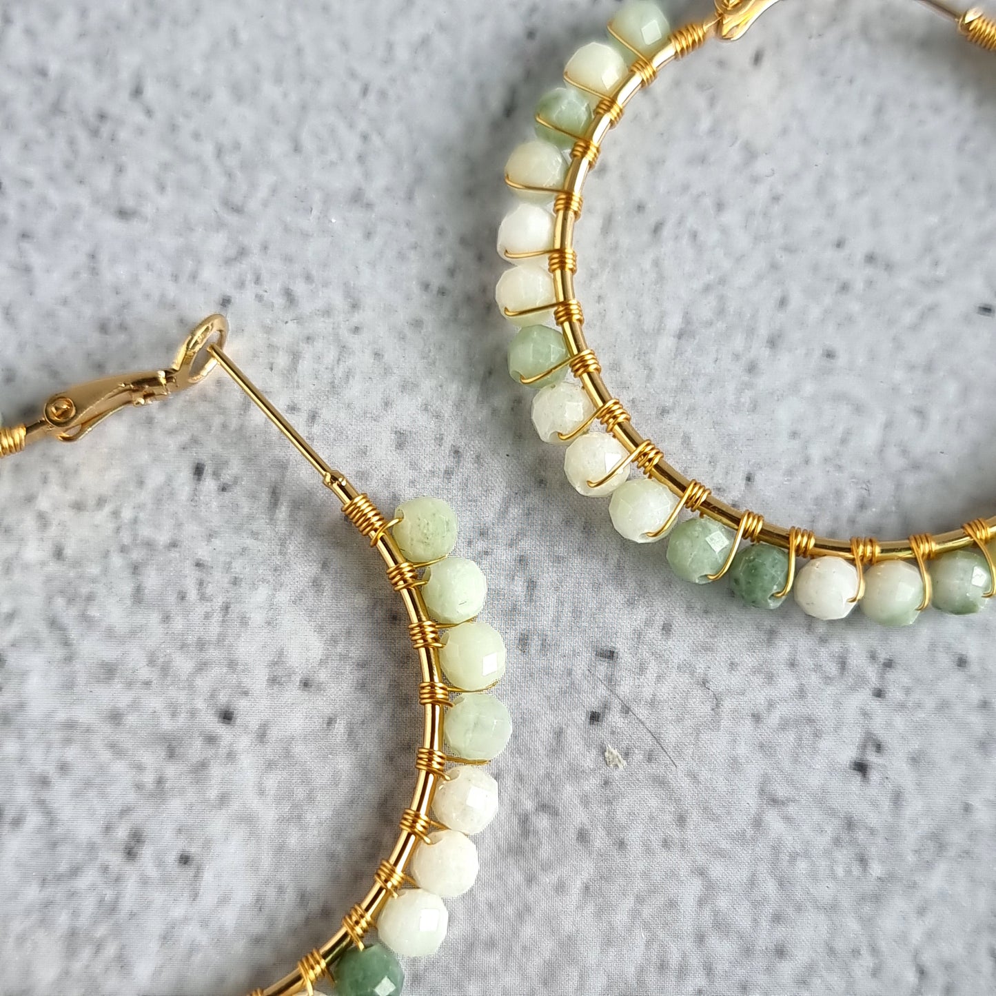 Jade - Big Hoop Gemstone Earrings