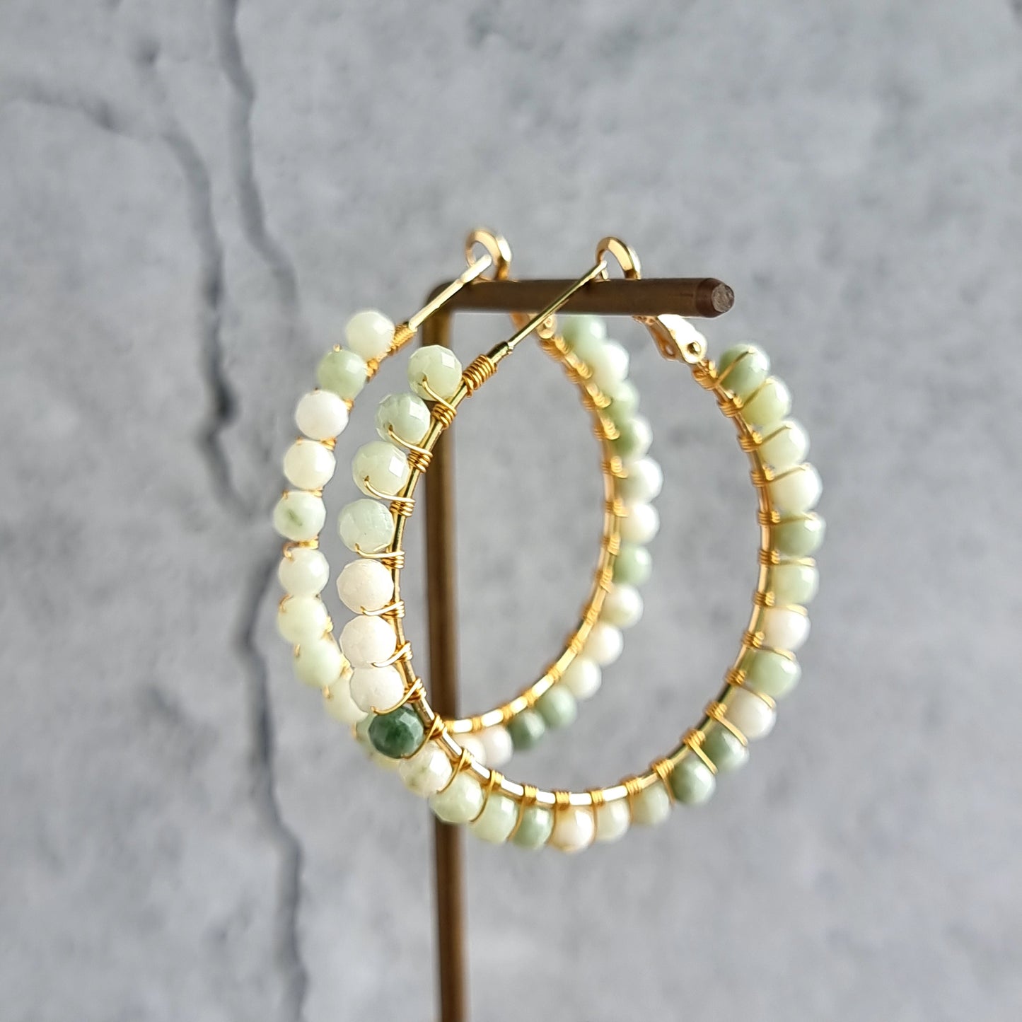Jade - Big Hoop Gemstone Earrings
