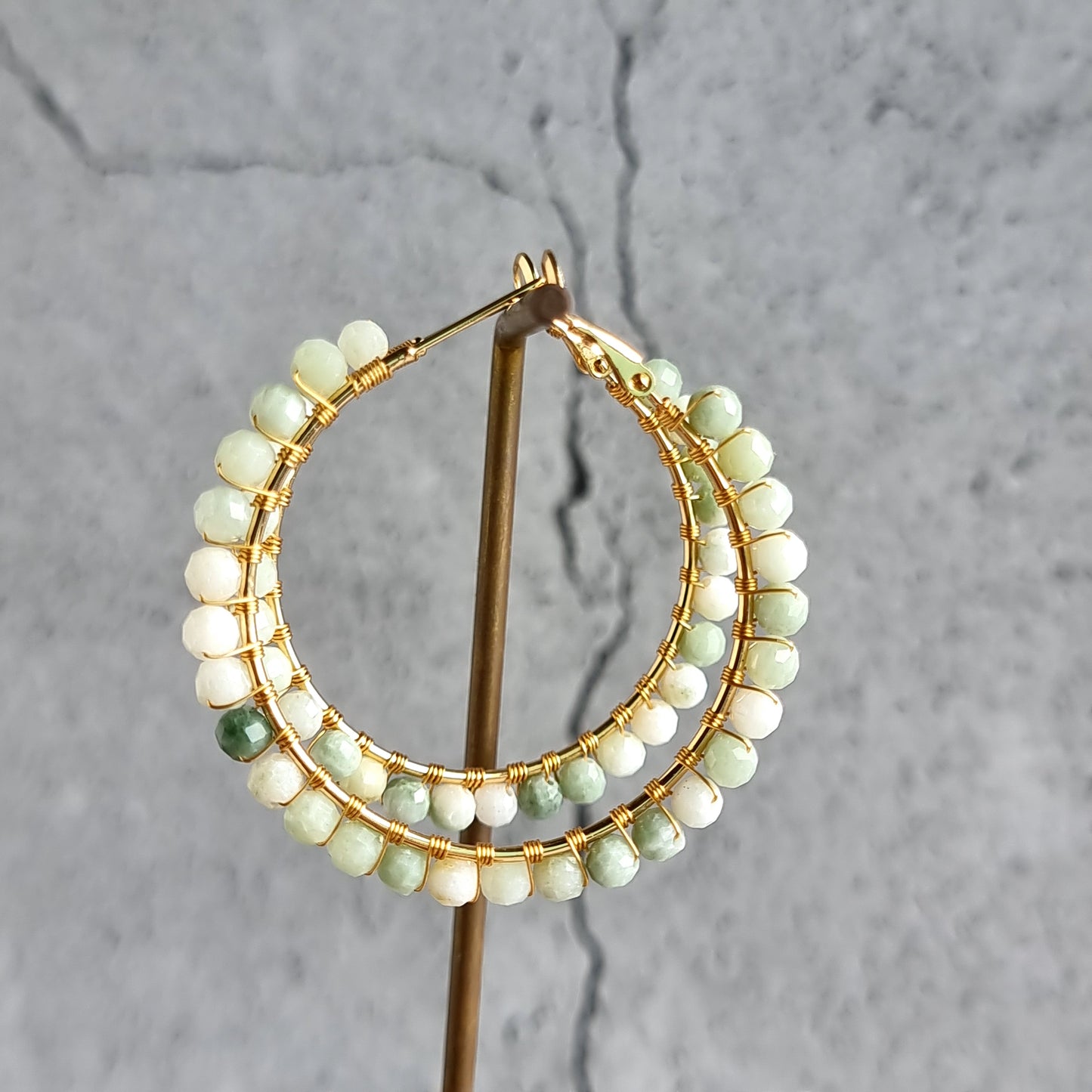 Jade - Big Hoop Gemstone Earrings