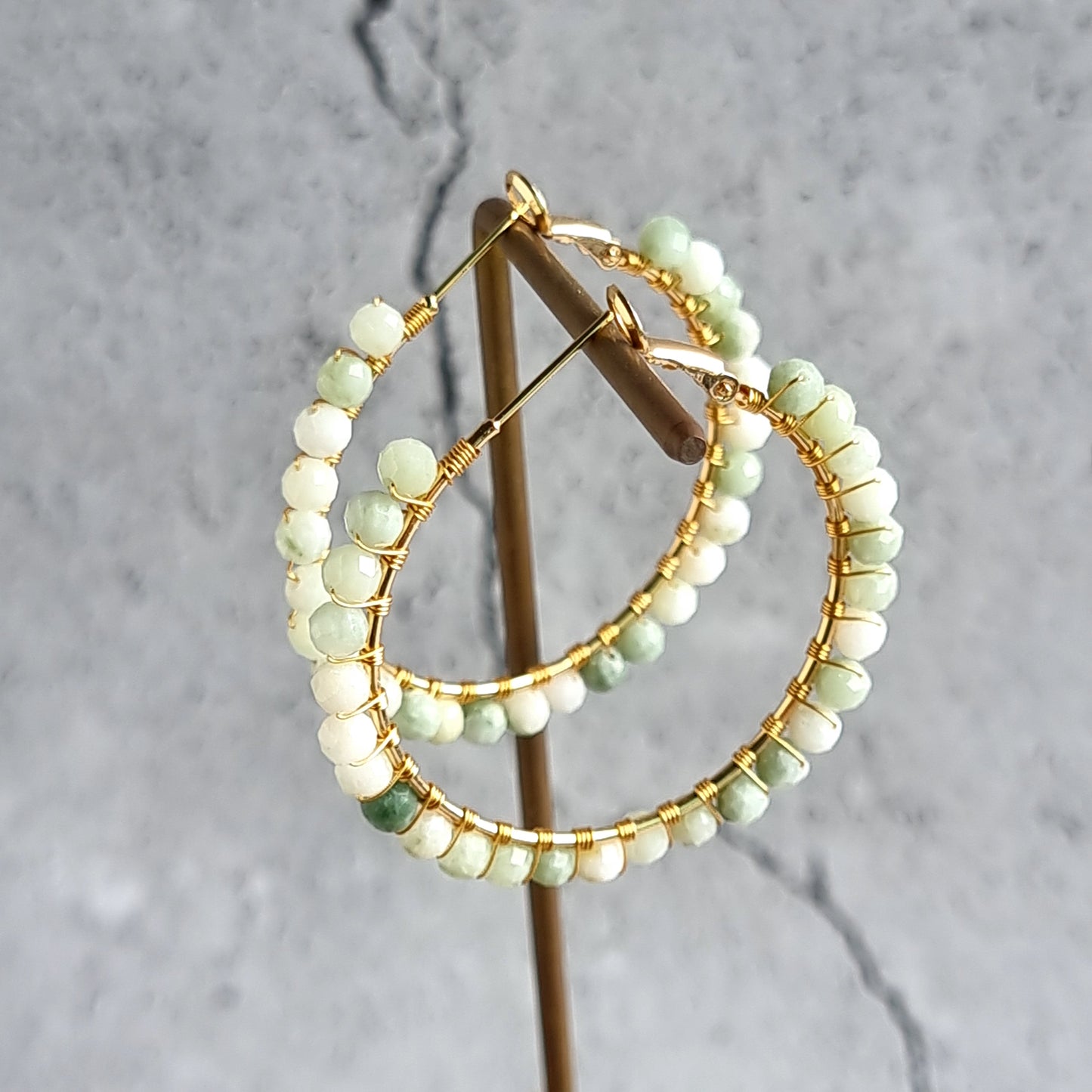 Jade - Big Hoop Gemstone Earrings