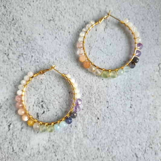 Big Hoop - Multi Gemstone Earrings
