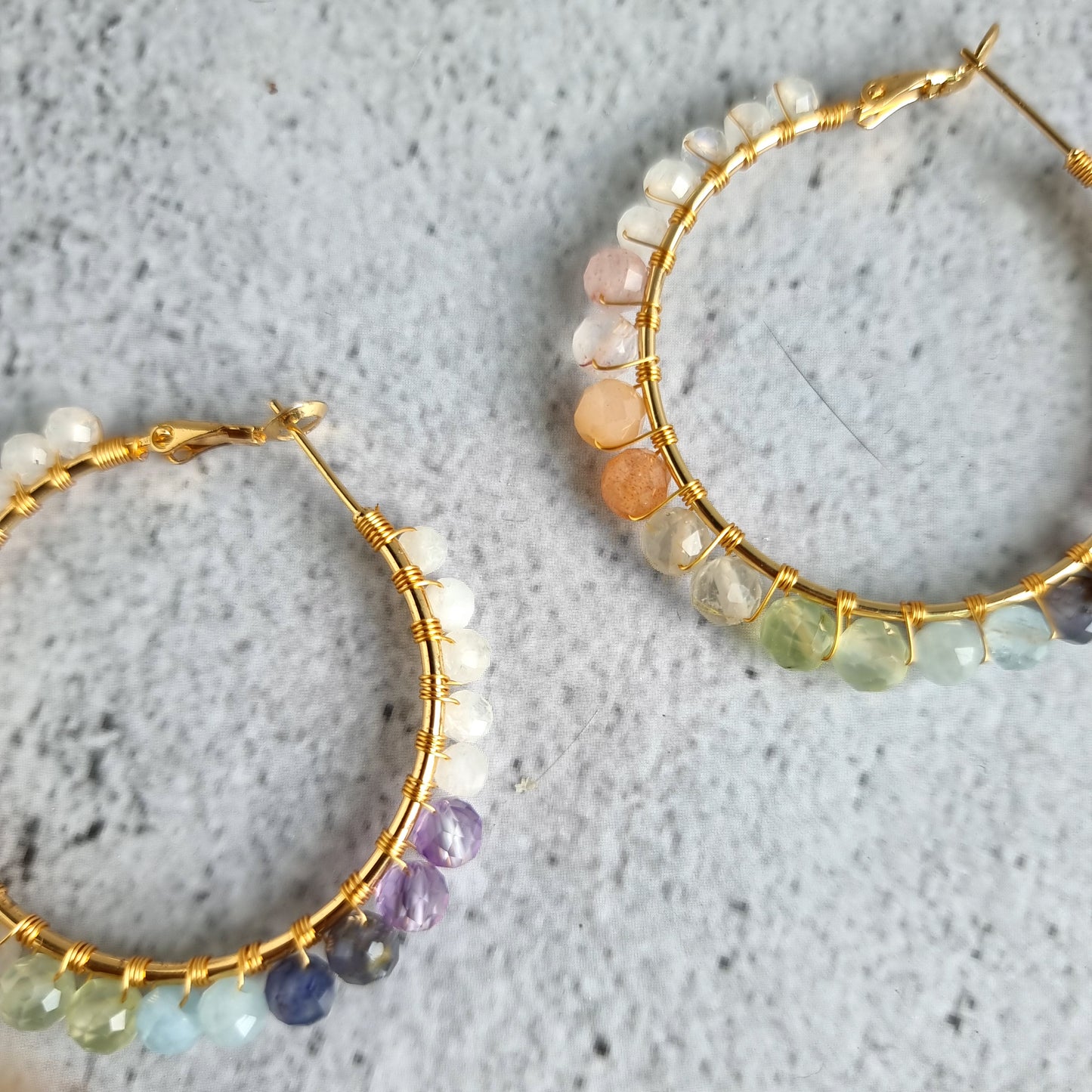 Big Hoop - Multi Gemstone Earrings