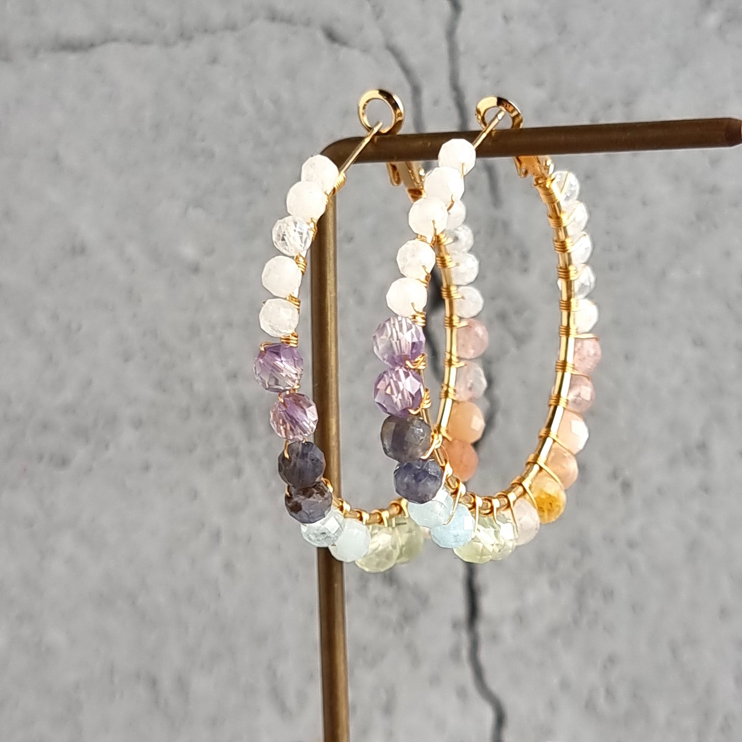 Big Hoop - Multi Gemstone Earrings