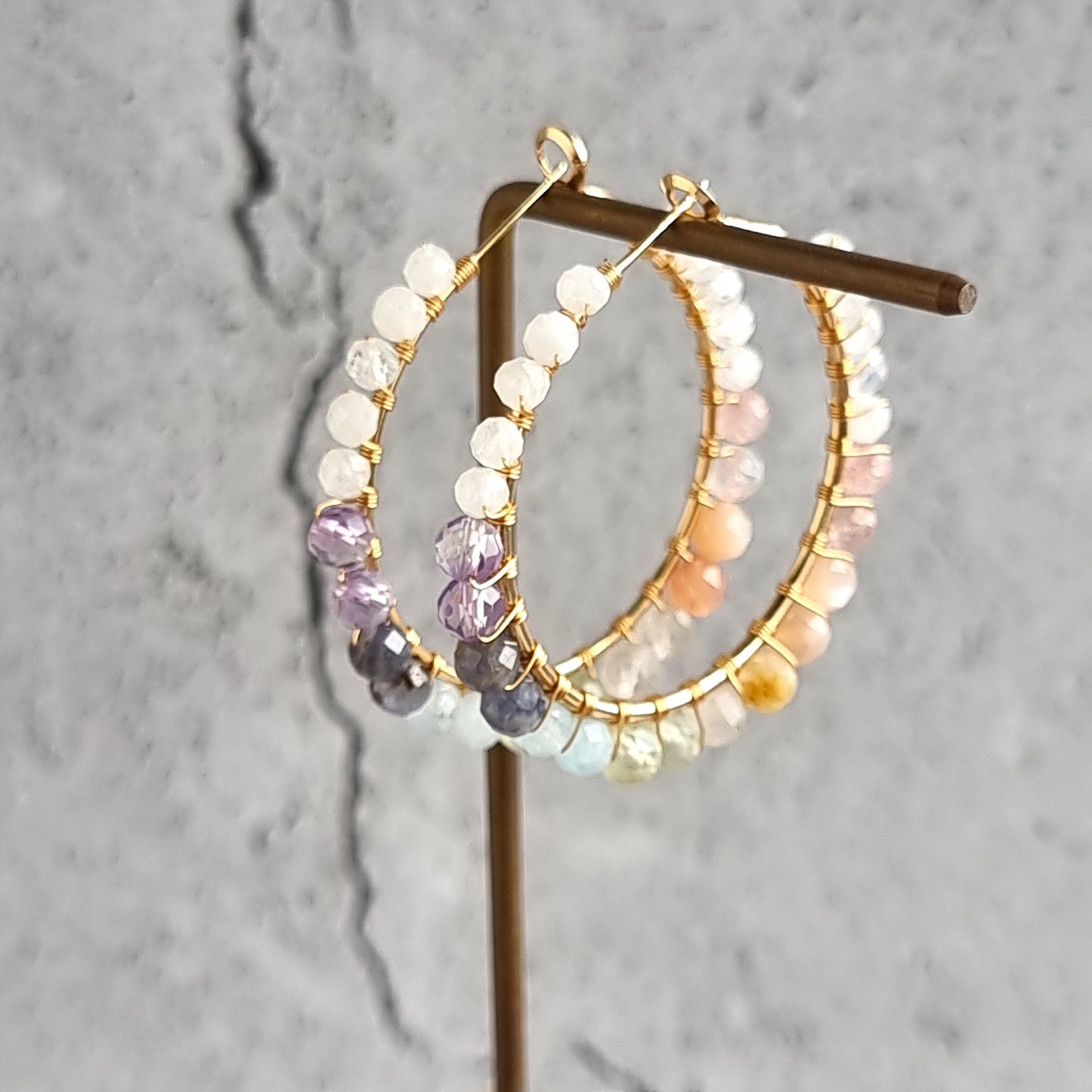 Big Hoop - Multi Gemstone Earrings