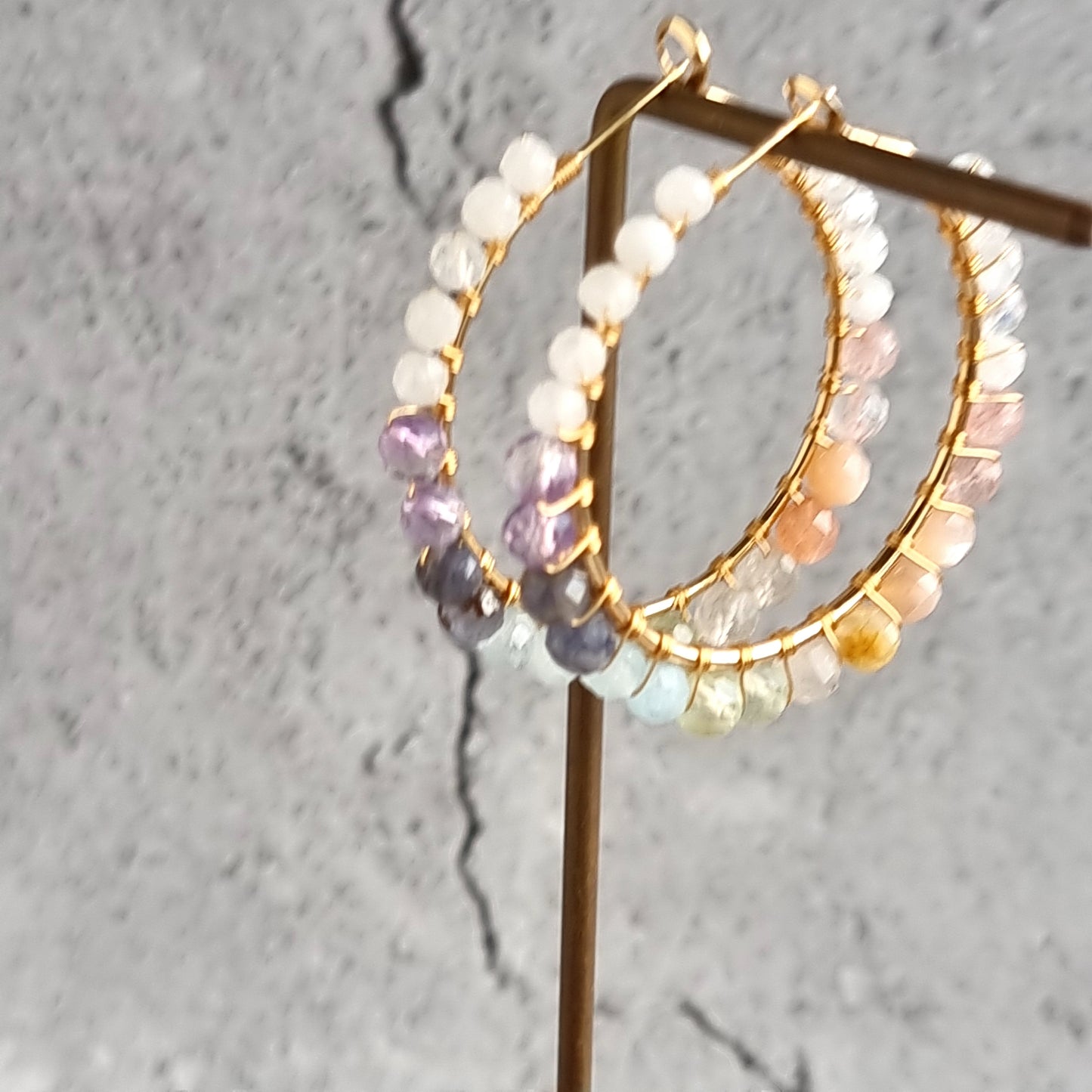 Big Hoop - Multi Gemstone Earrings