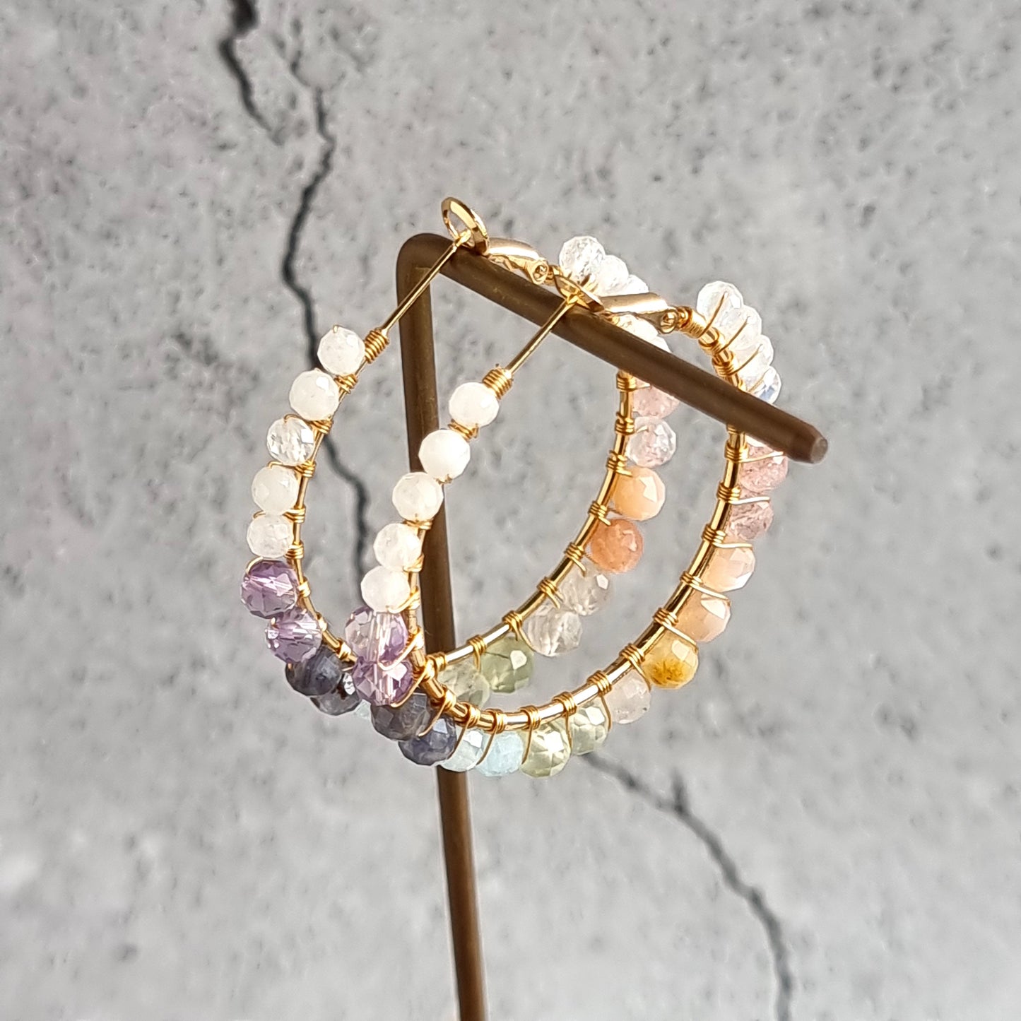 Big Hoop - Multi Gemstone Earrings