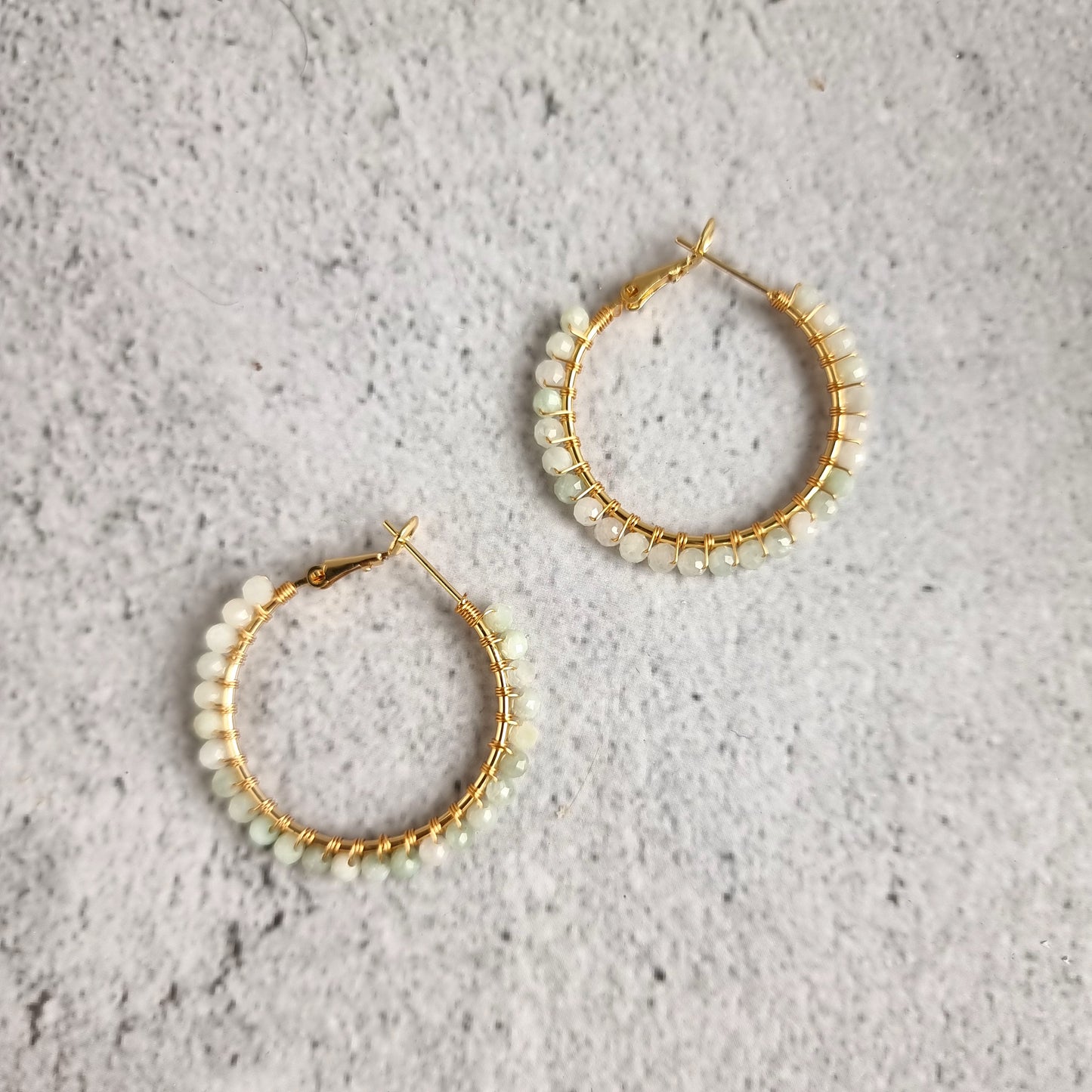 Jade - Medium Hoop Gemstone Earrings