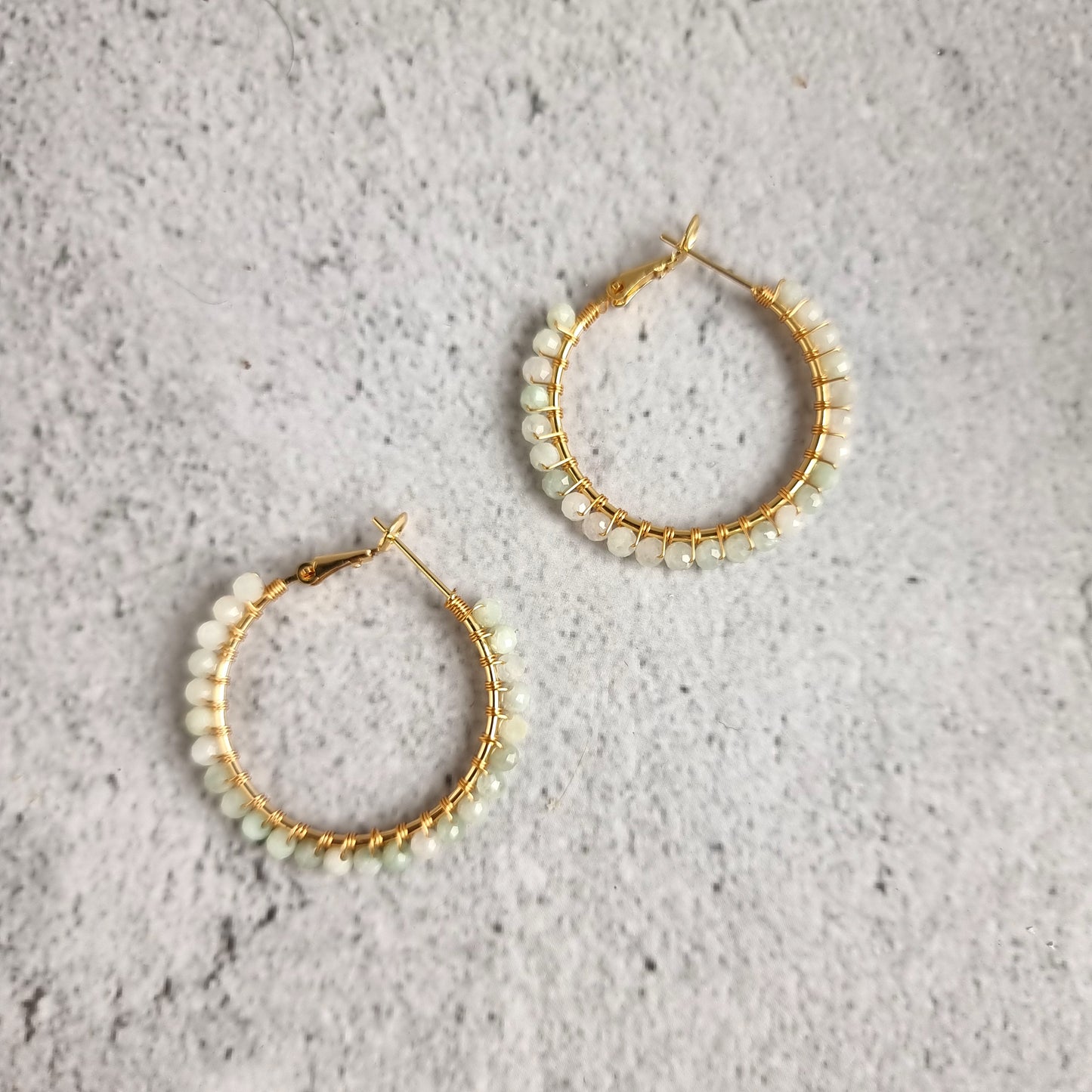 Jade - Medium Hoop Gemstone Earrings