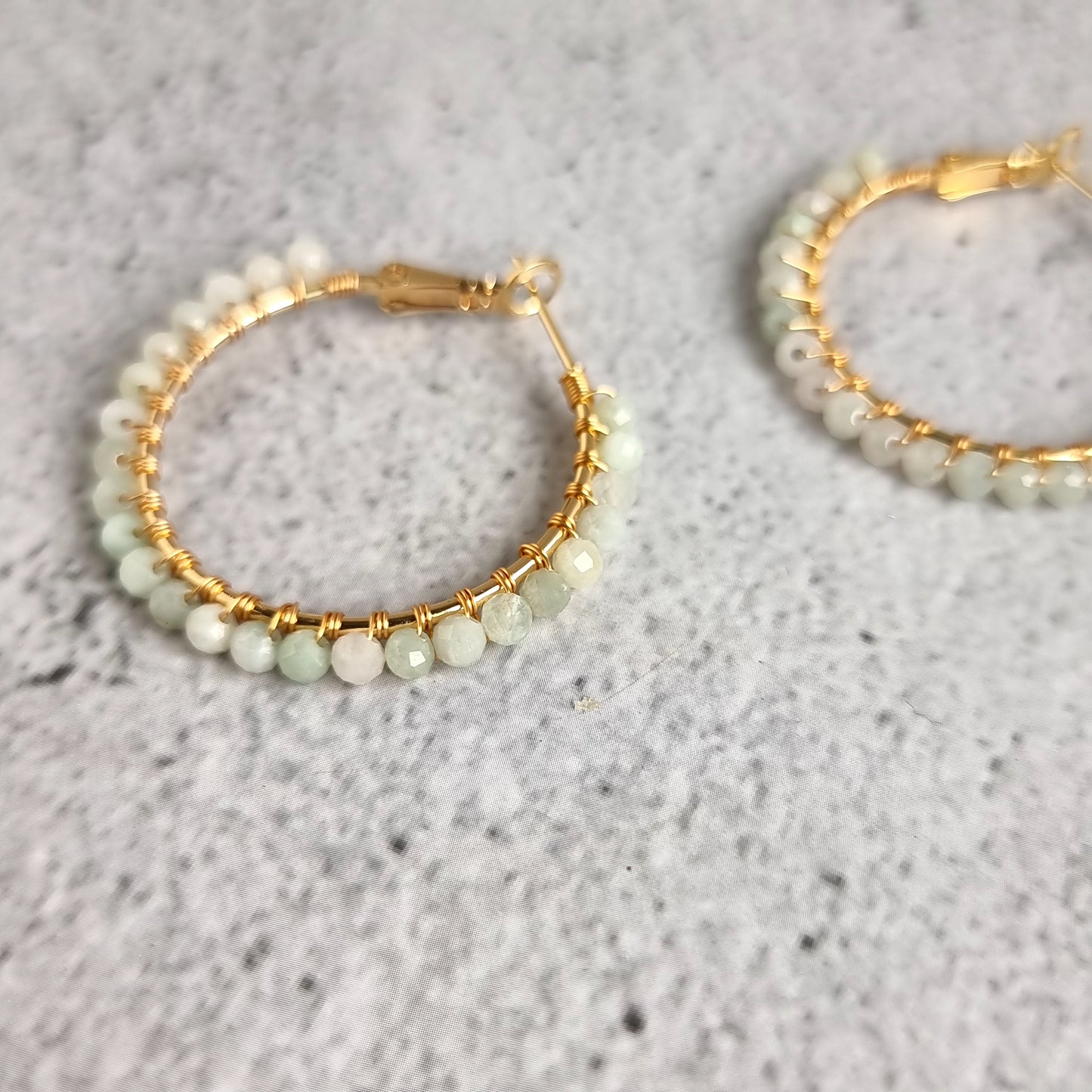 Jade - Medium Hoop Gemstone Earrings