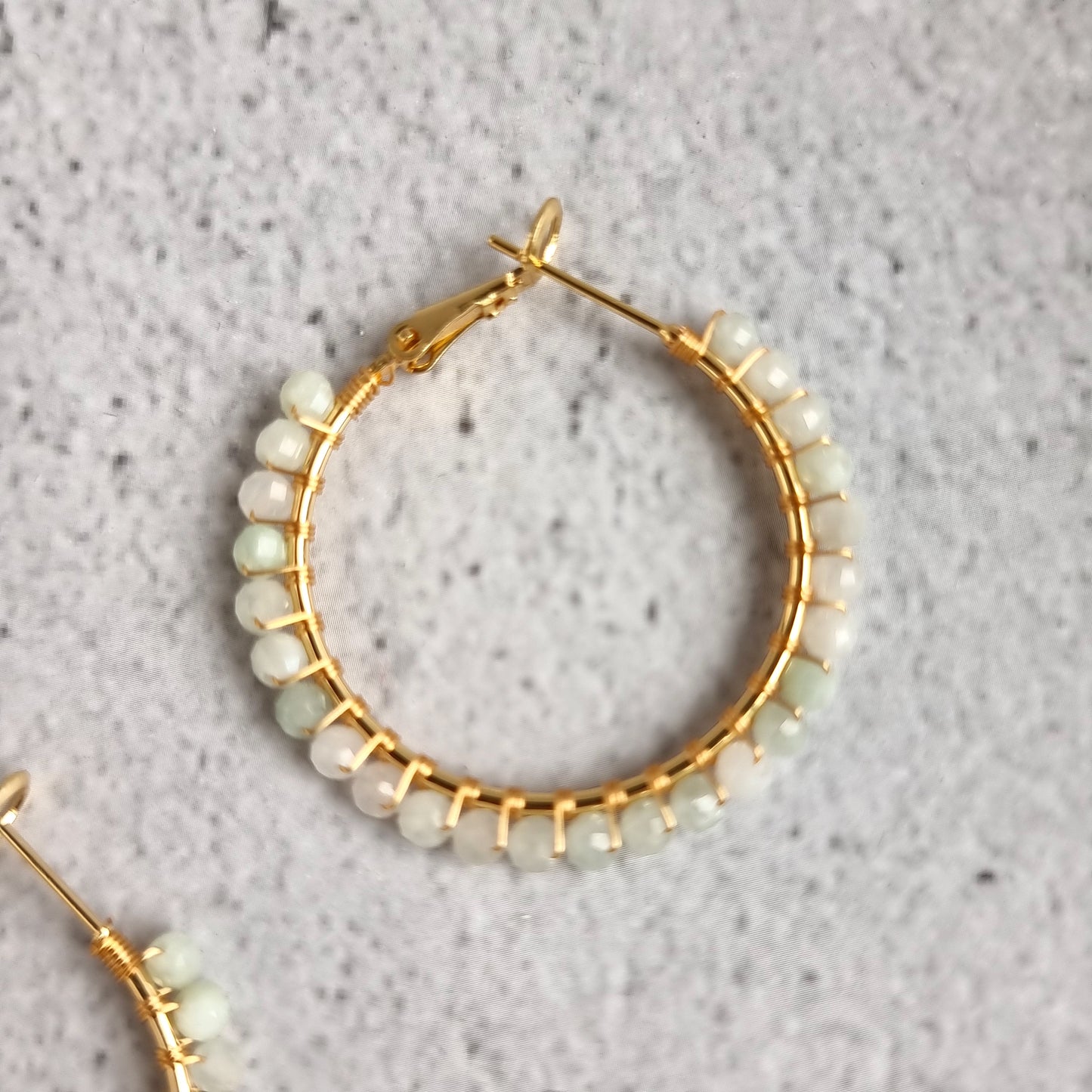 Jade - Medium Hoop Gemstone Earrings