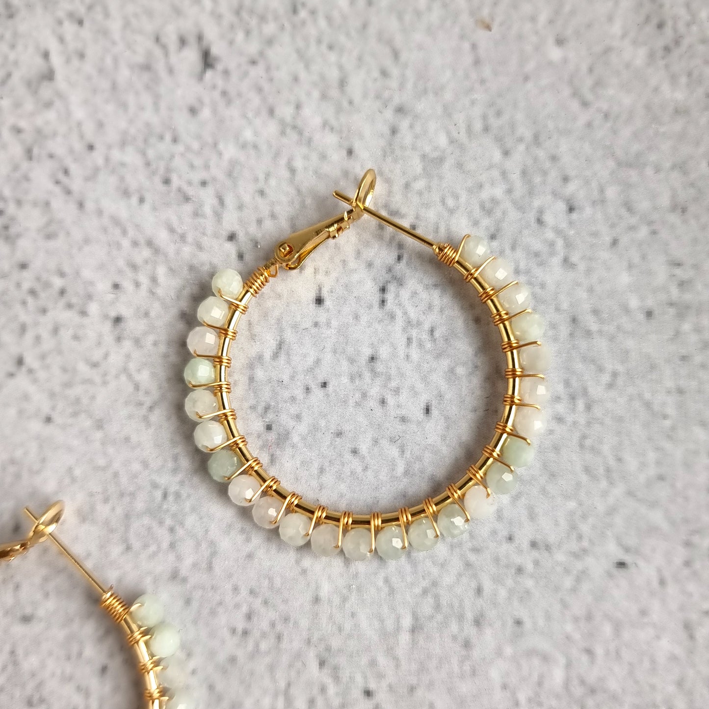 Jade - Medium Hoop Gemstone Earrings