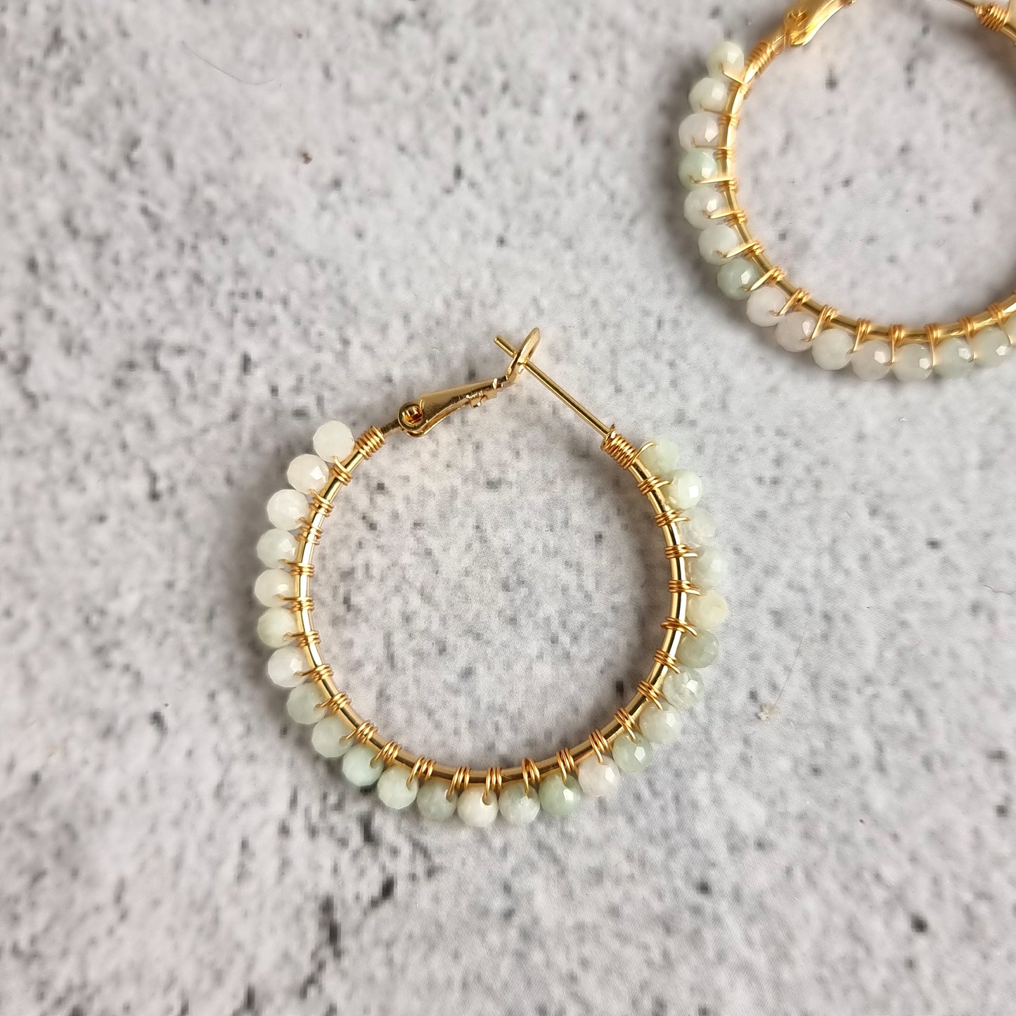Jade - Medium Hoop Gemstone Earrings