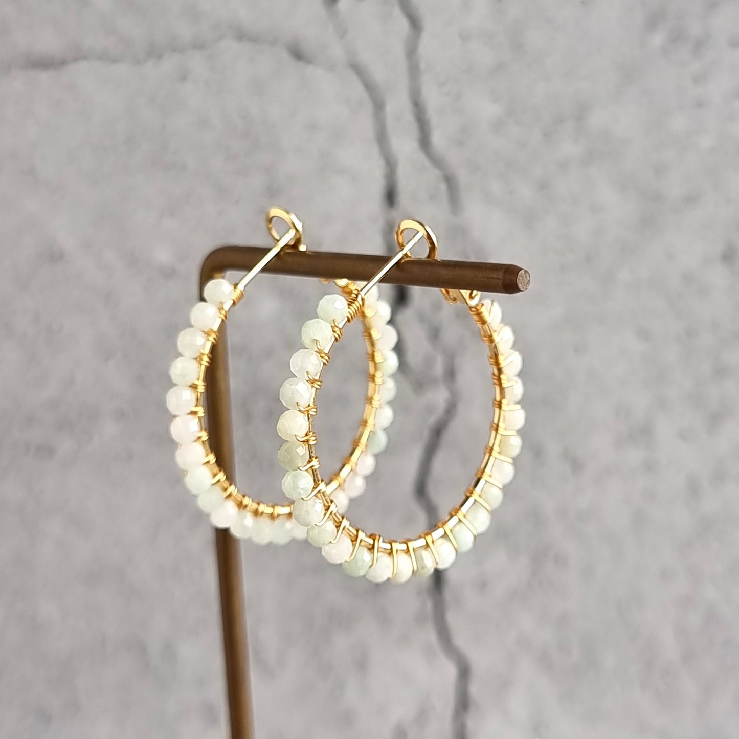 Jade - Medium Hoop Gemstone Earrings