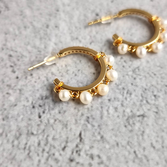 Half Hoop Fresh Water Pearl Earring