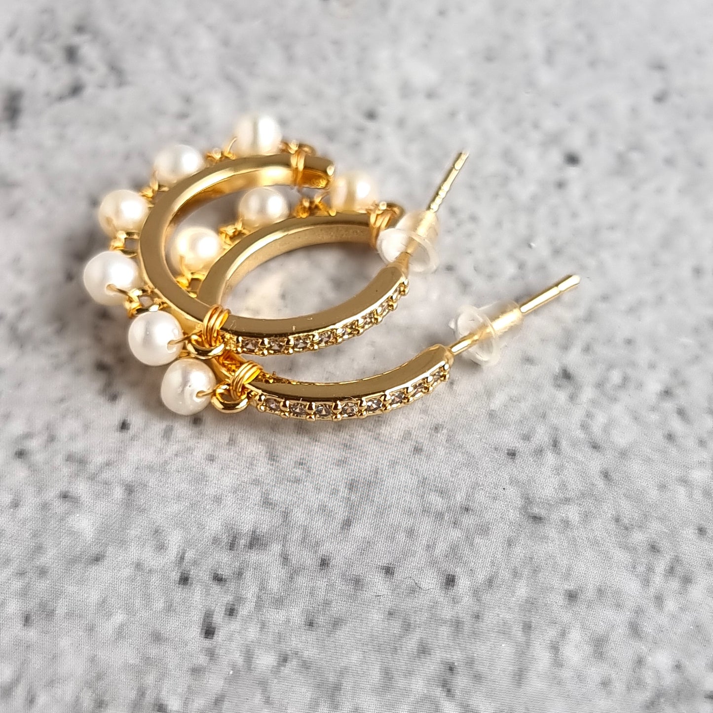 Half Hoop Fresh Water Pearl Earring
