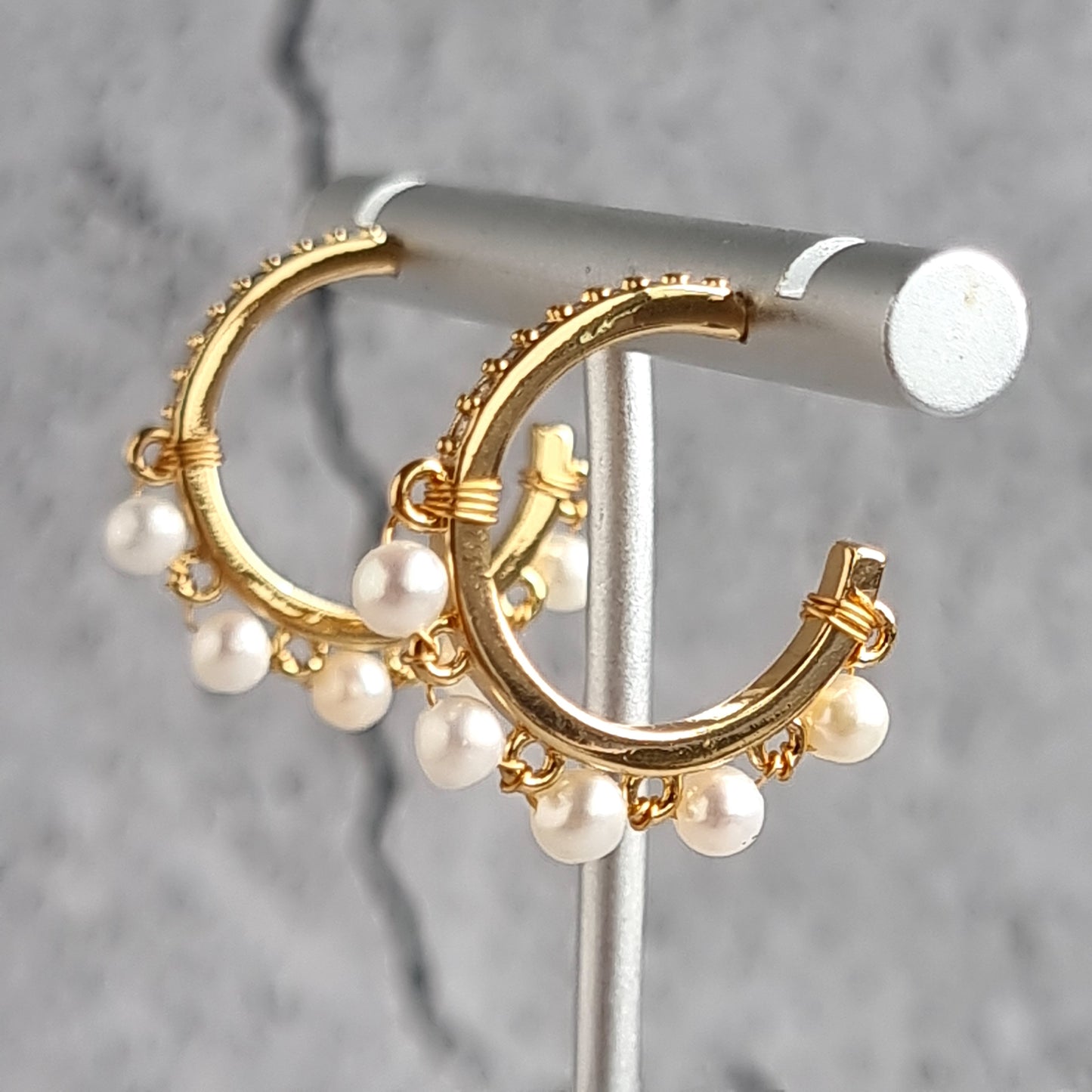 Half Hoop Fresh Water Pearl Earring