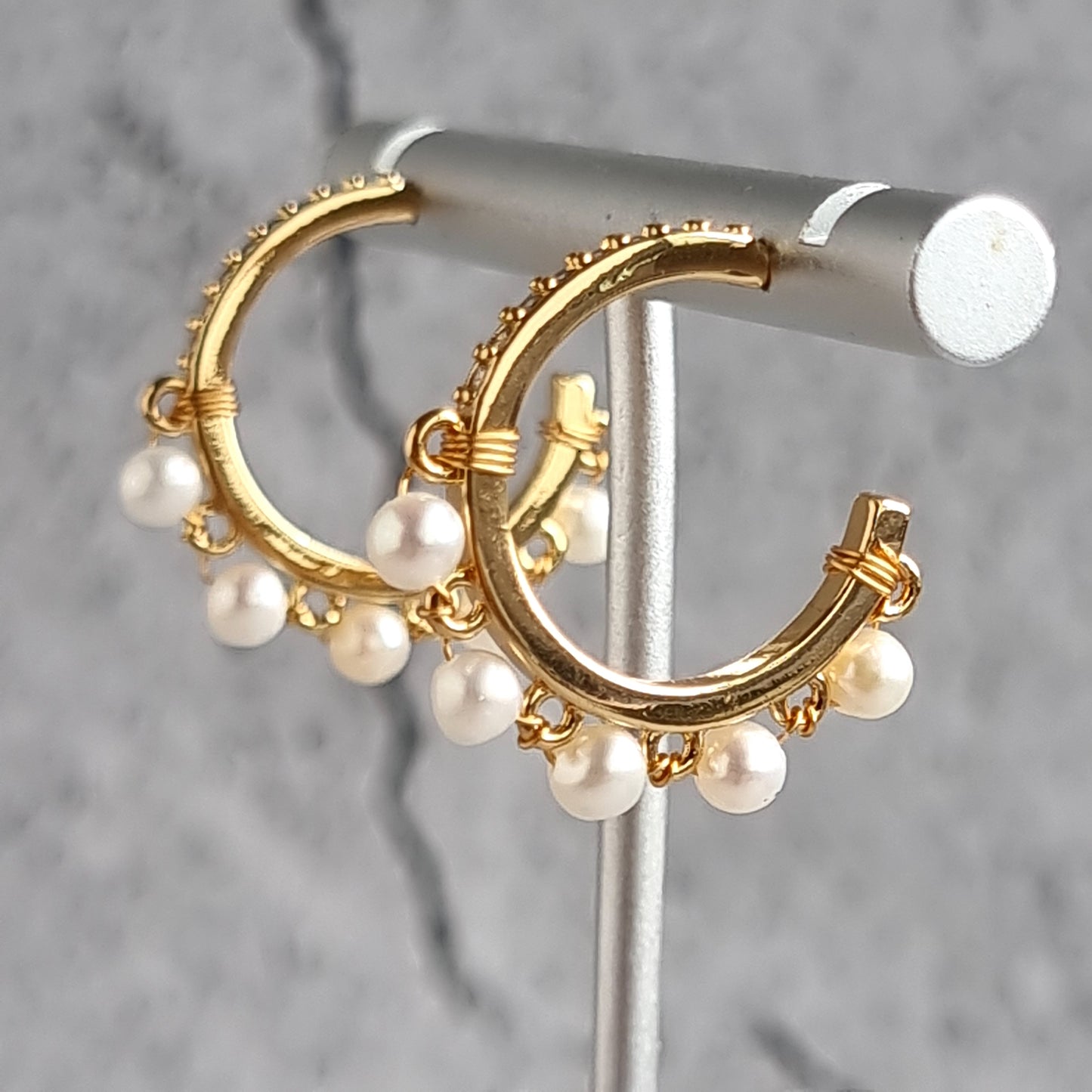 Half Hoop Fresh Water Pearl Earring