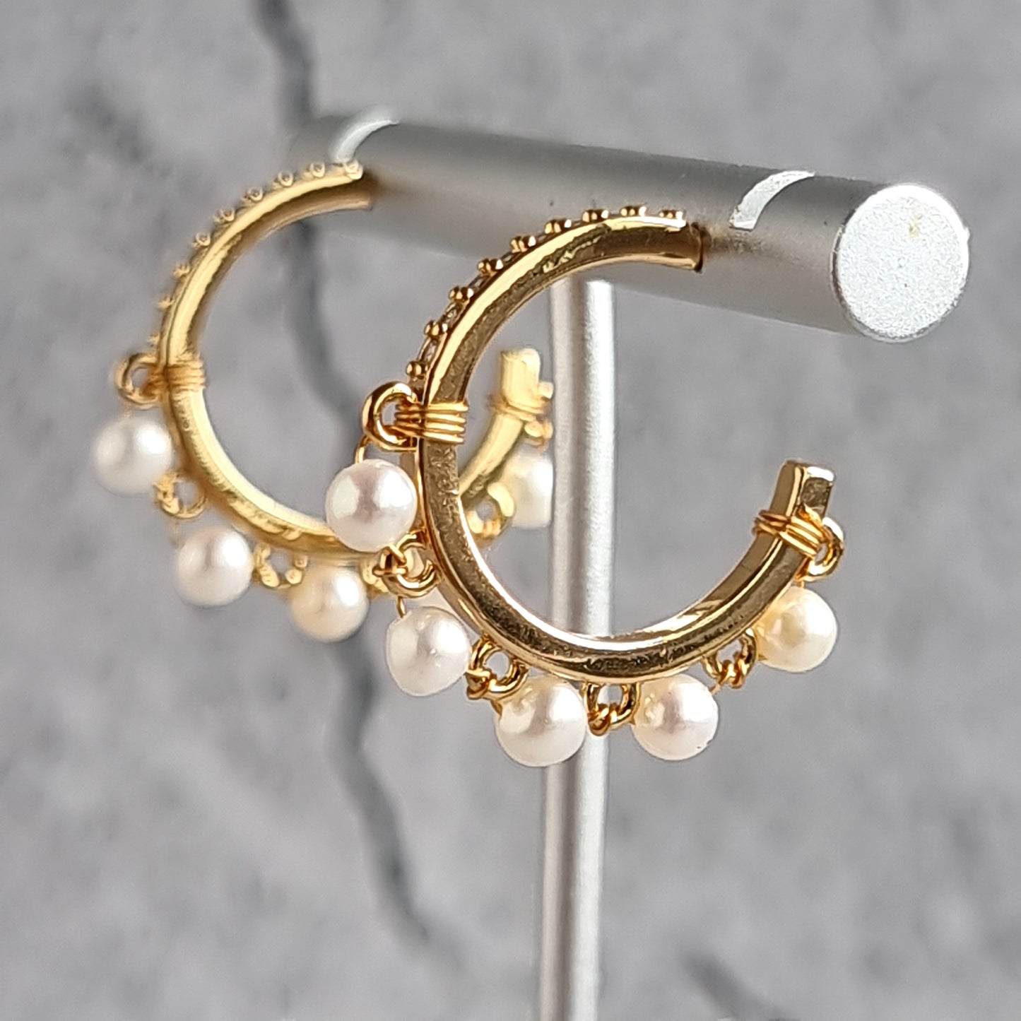 Half Hoop Fresh Water Pearl Earring