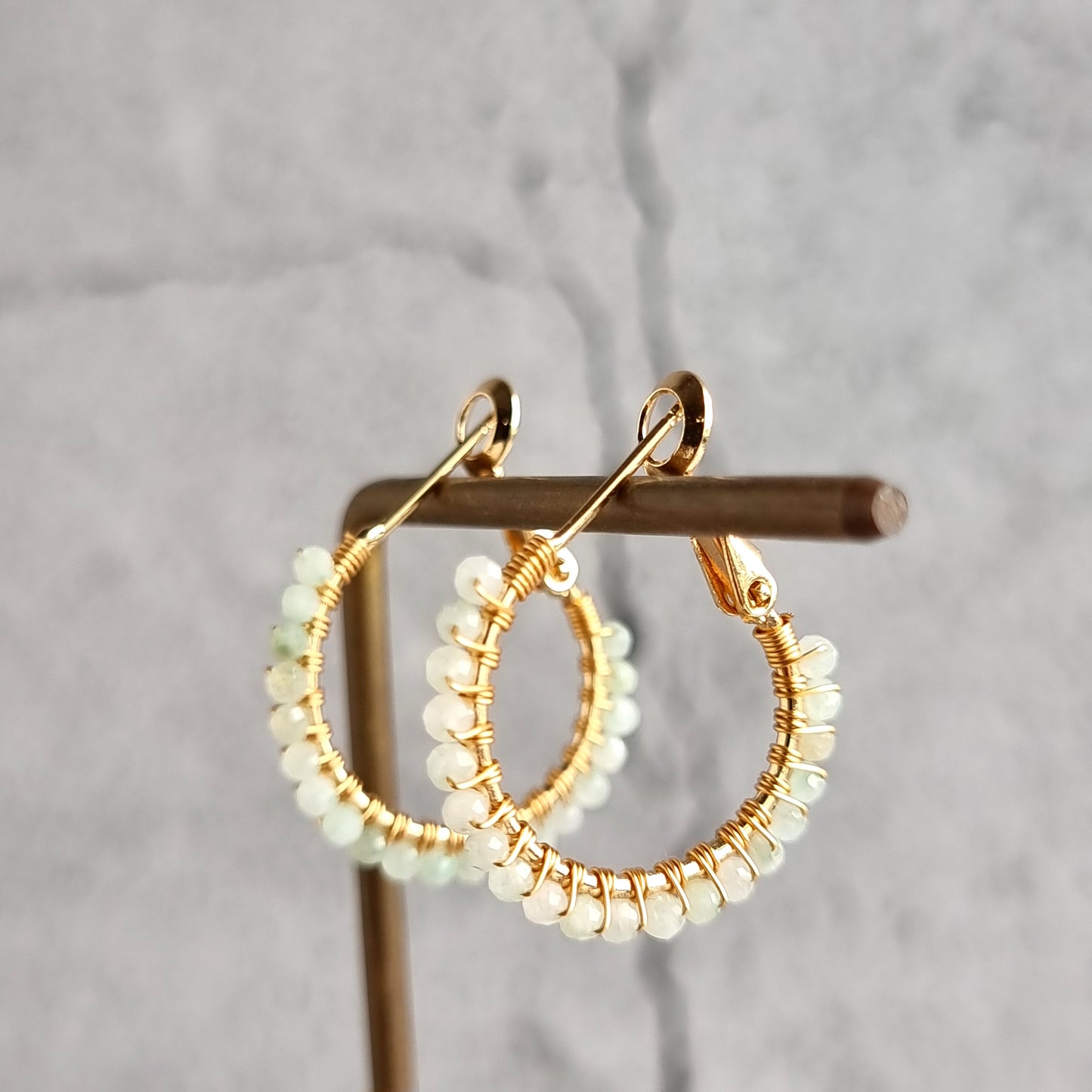Jade - Small Hoop Gemstone Earrings