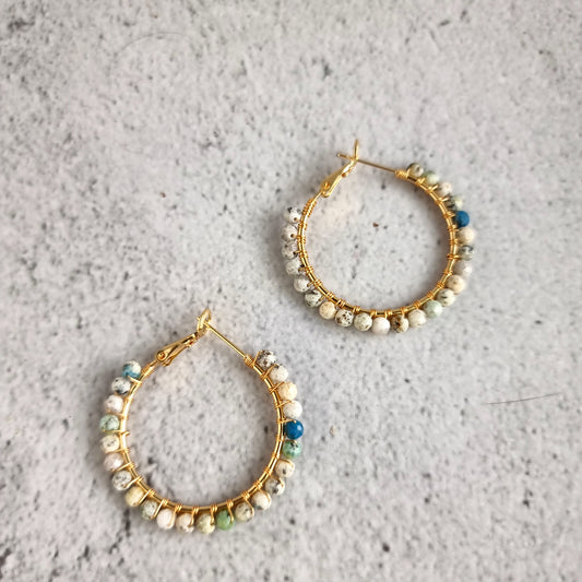 K2 Jasper - Medium Hoop Gemstone Earrings