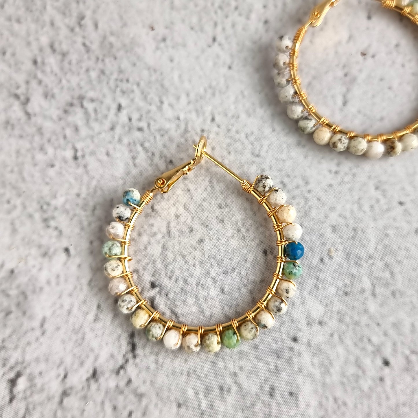 K2 Jasper - Medium Hoop Gemstone Earrings