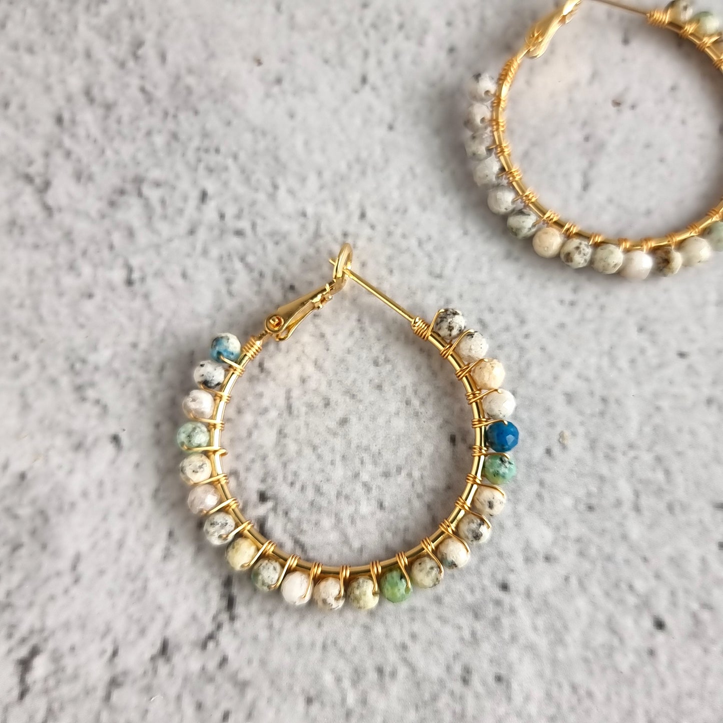 K2 Jasper - Medium Hoop Gemstone Earrings