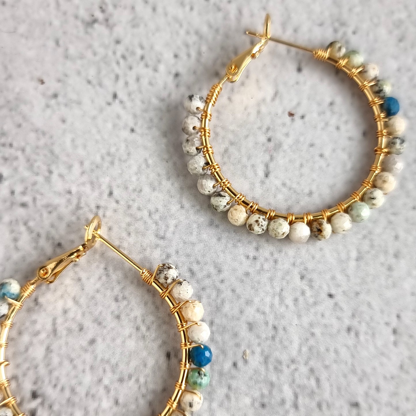 K2 Jasper - Medium Hoop Gemstone Earrings