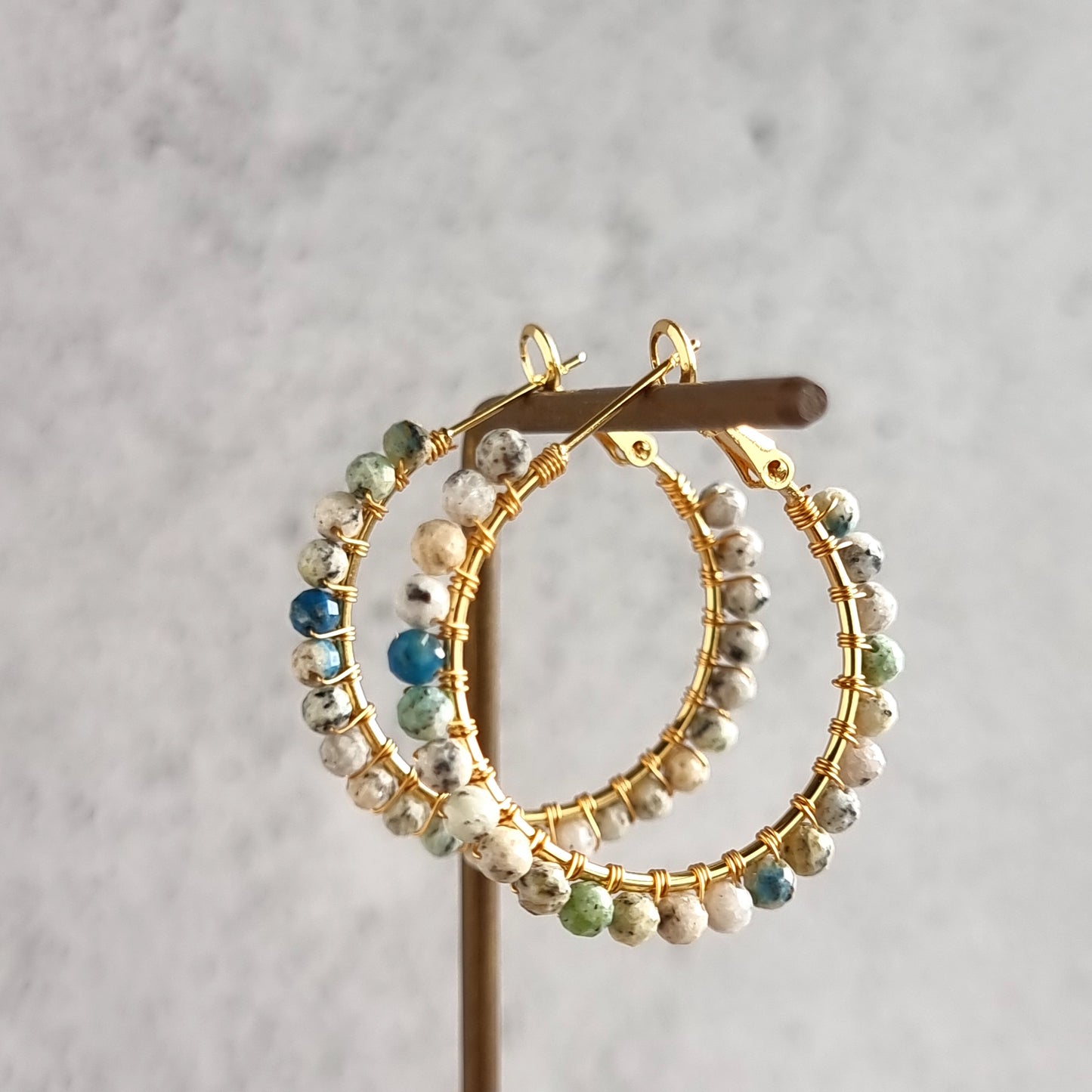 K2 Jasper - Medium Hoop Gemstone Earrings