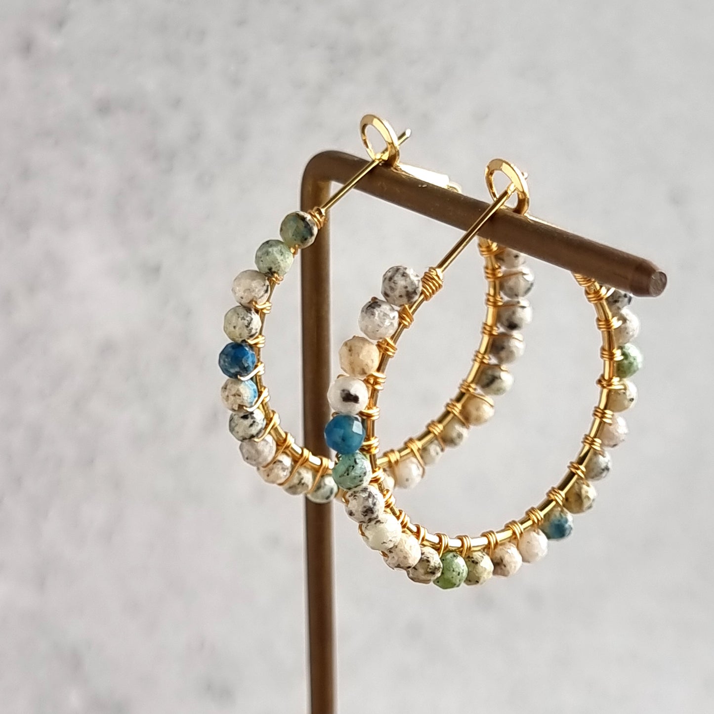 K2 Jasper - Medium Hoop Gemstone Earrings