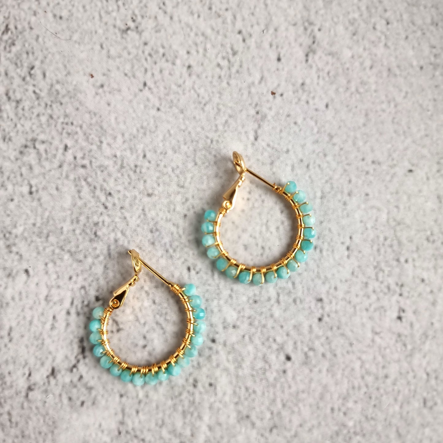 Amazonite - Small Hoop Gemstone Earrings