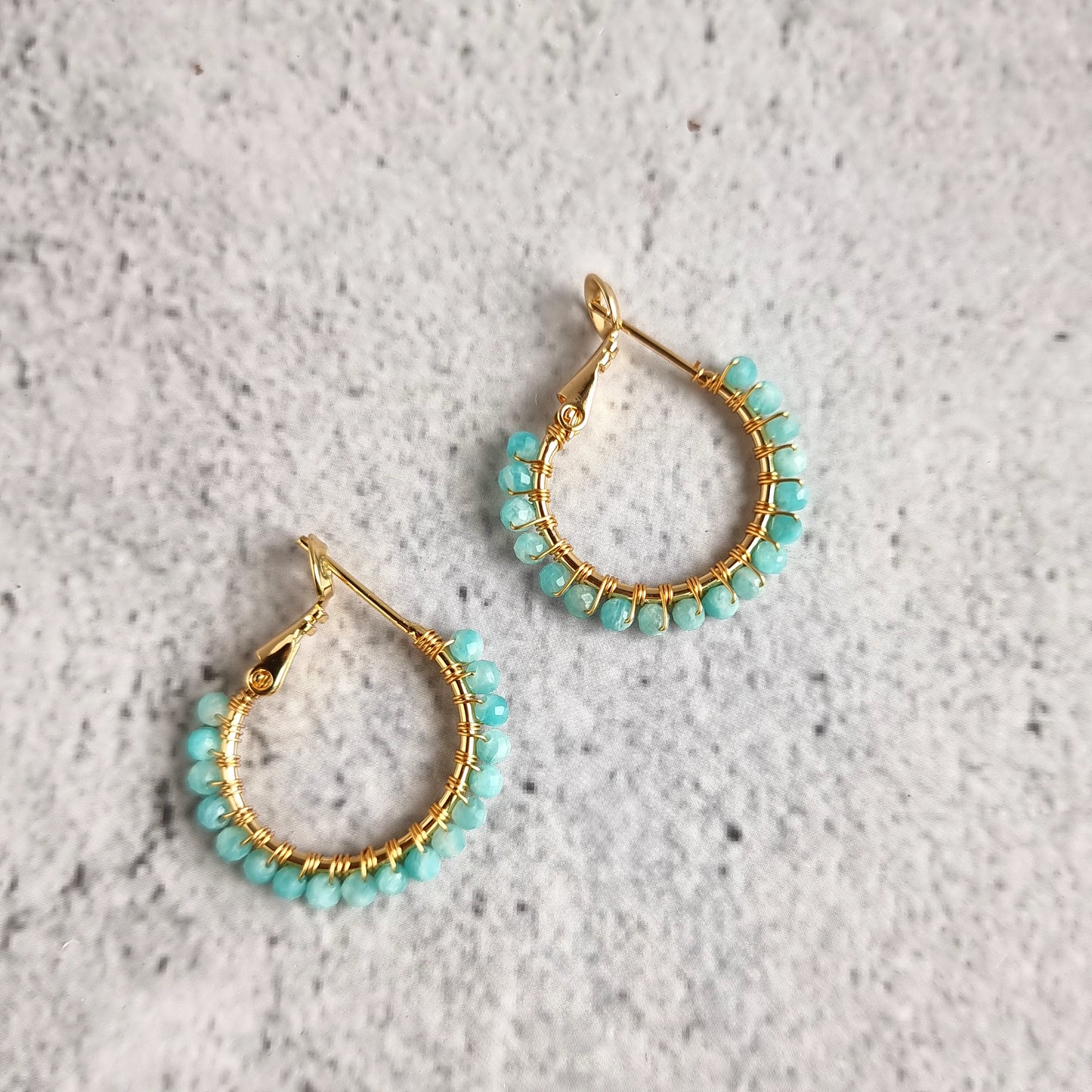 Amazonite - Small Hoop Gemstone Earrings