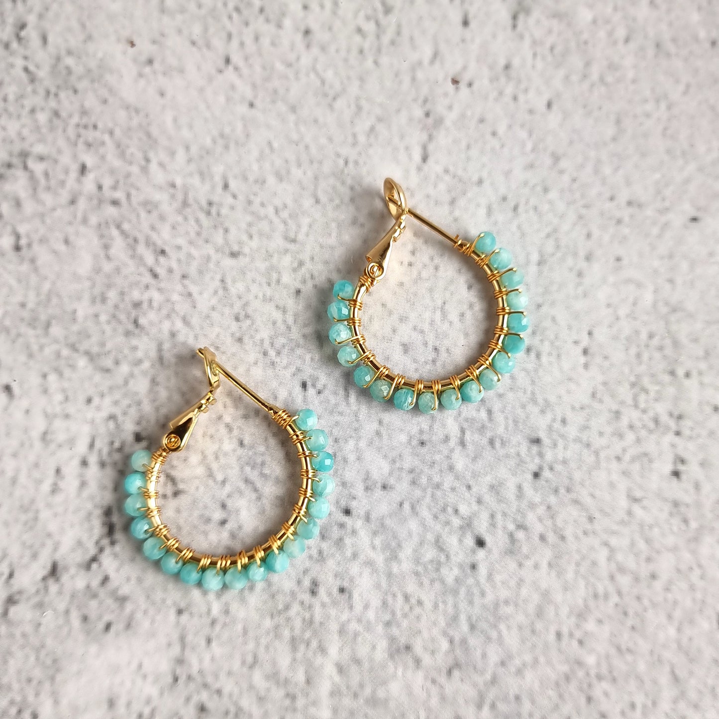 Amazonite - Small Hoop Gemstone Earrings