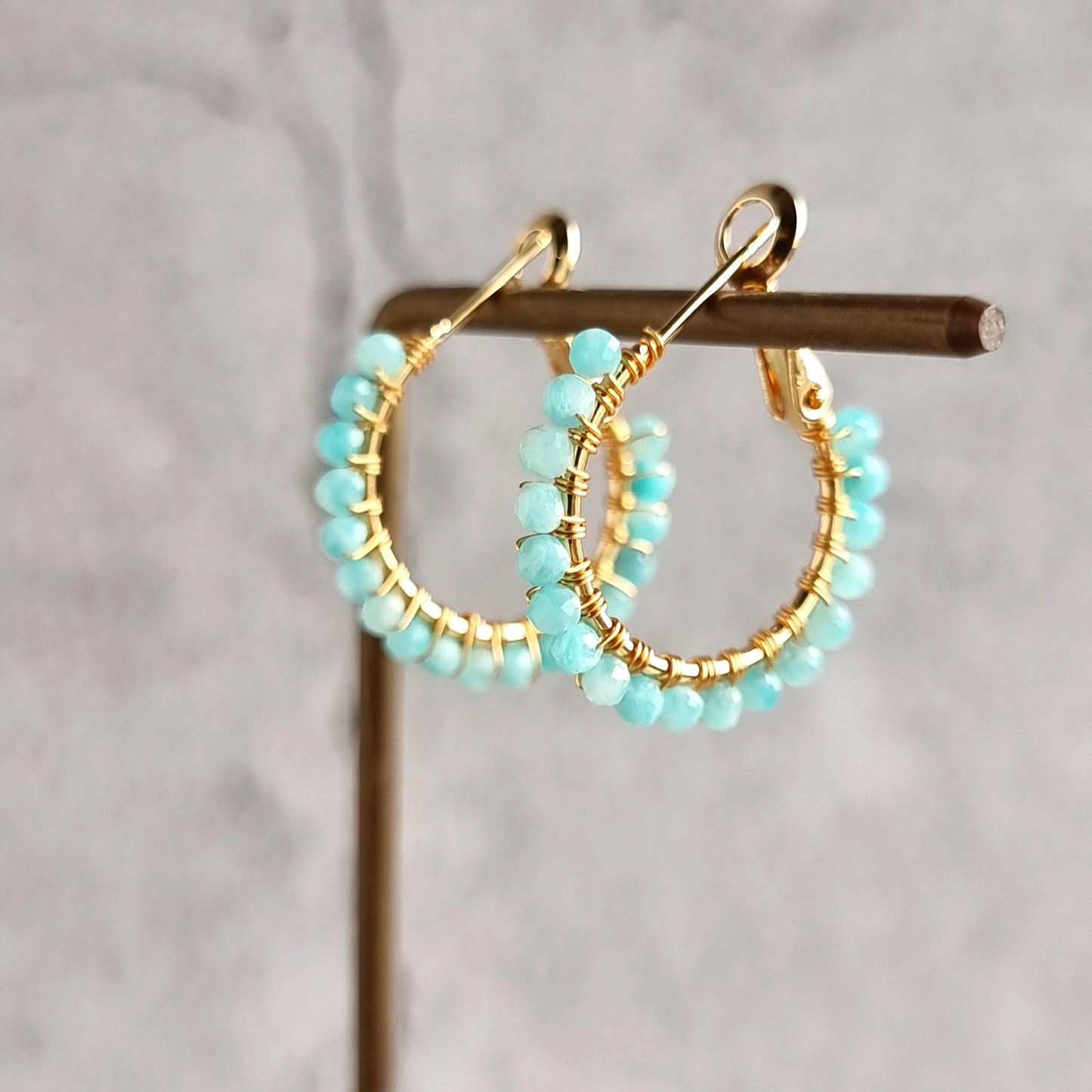 Amazonite - Small Hoop Gemstone Earrings