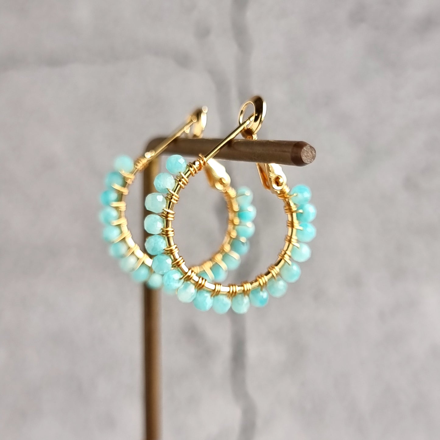 Amazonite - Small Hoop Gemstone Earrings