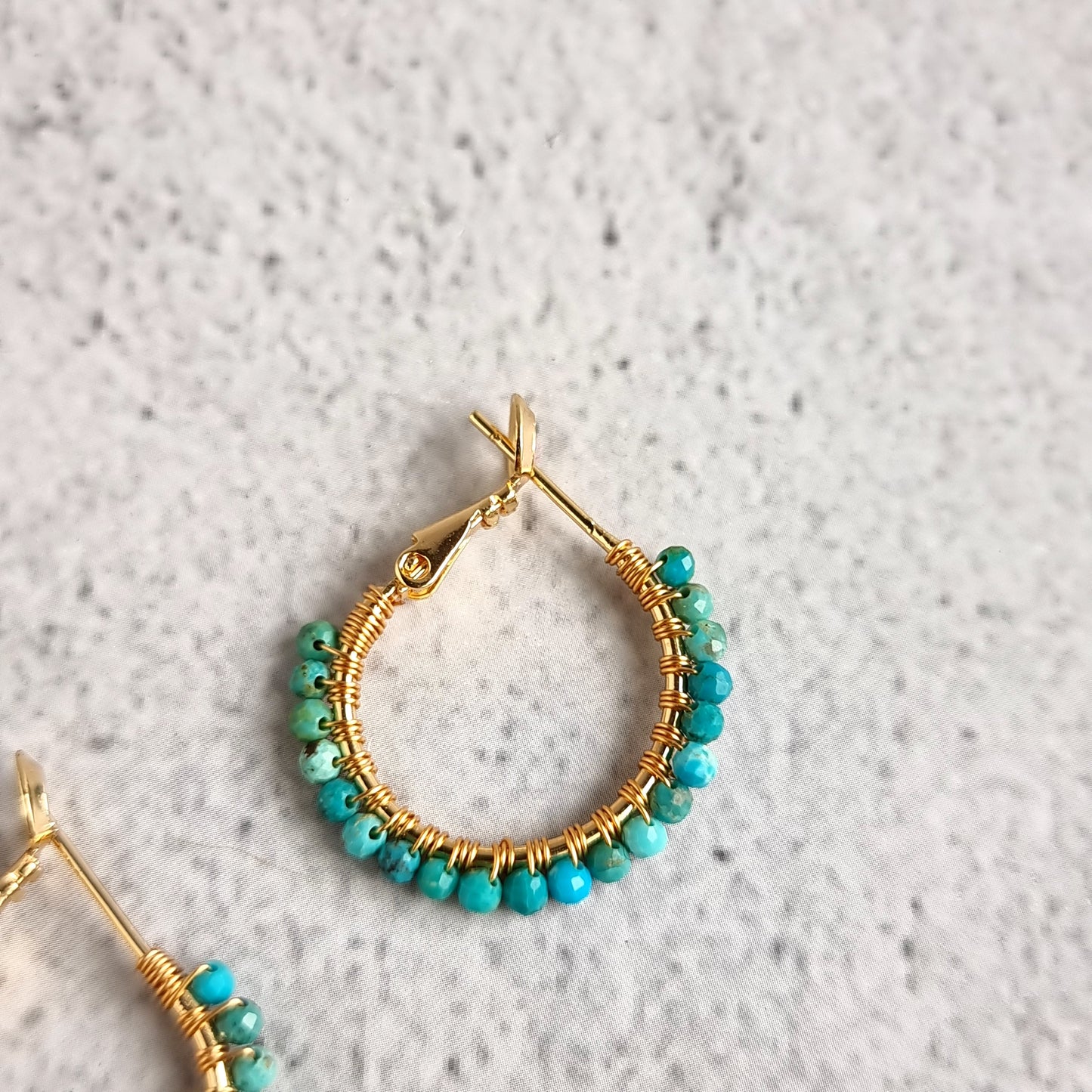 Turquoise - Small Hoop Gemstone Earrings
