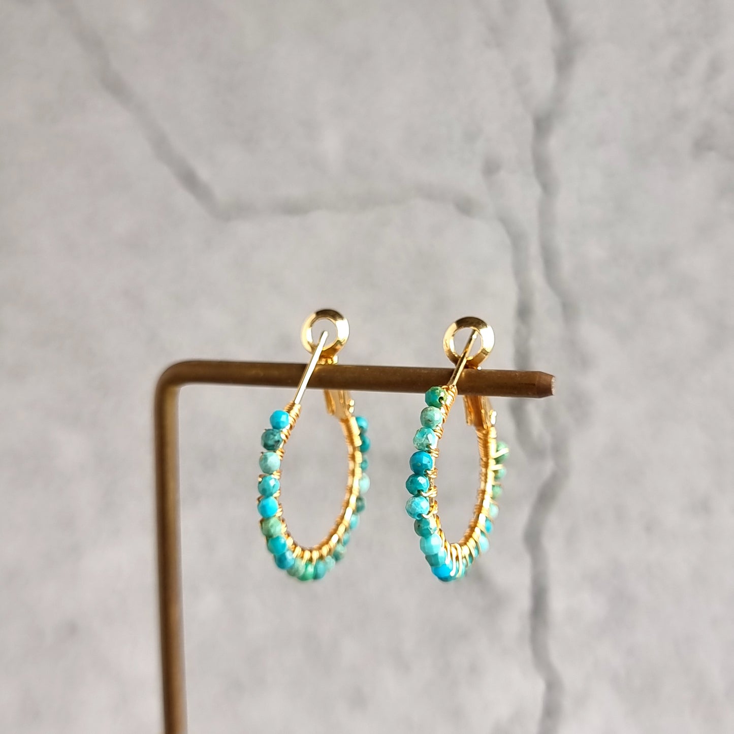 Turquoise - Small Hoop Gemstone Earrings