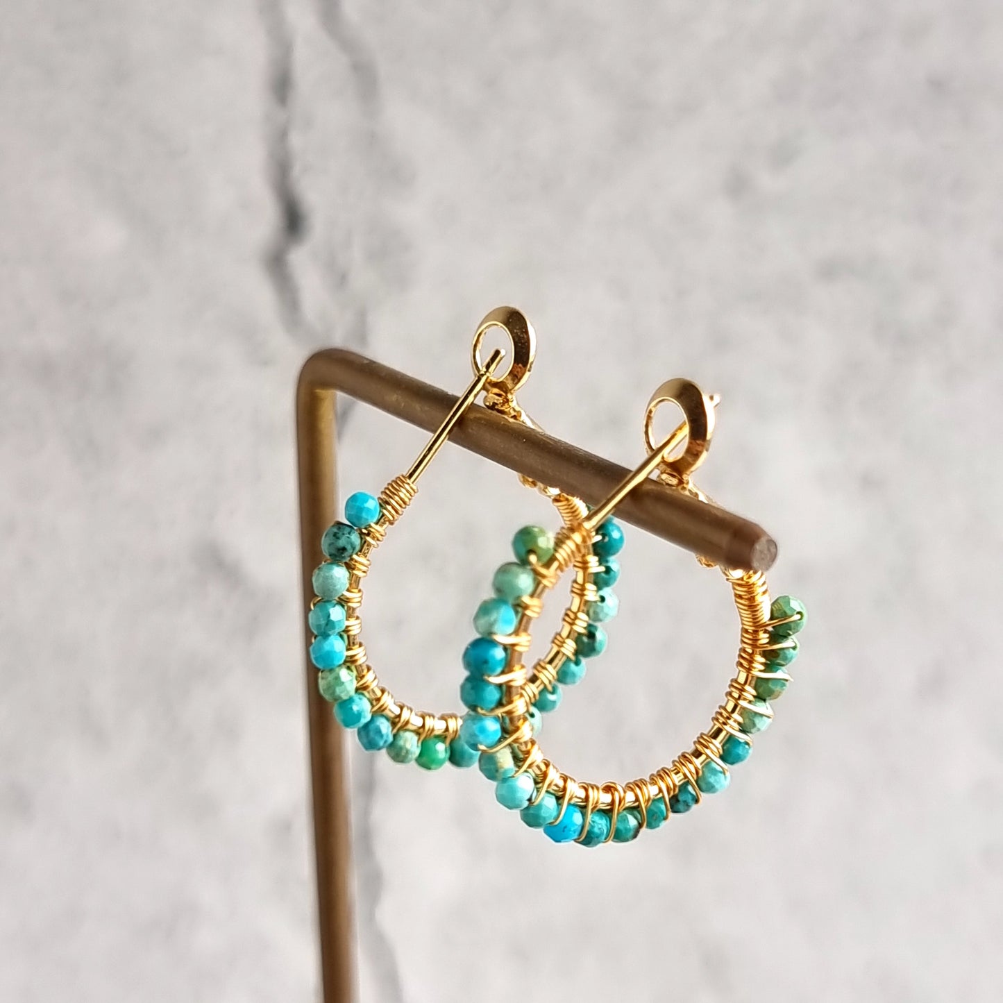 Turquoise - Small Hoop Gemstone Earrings