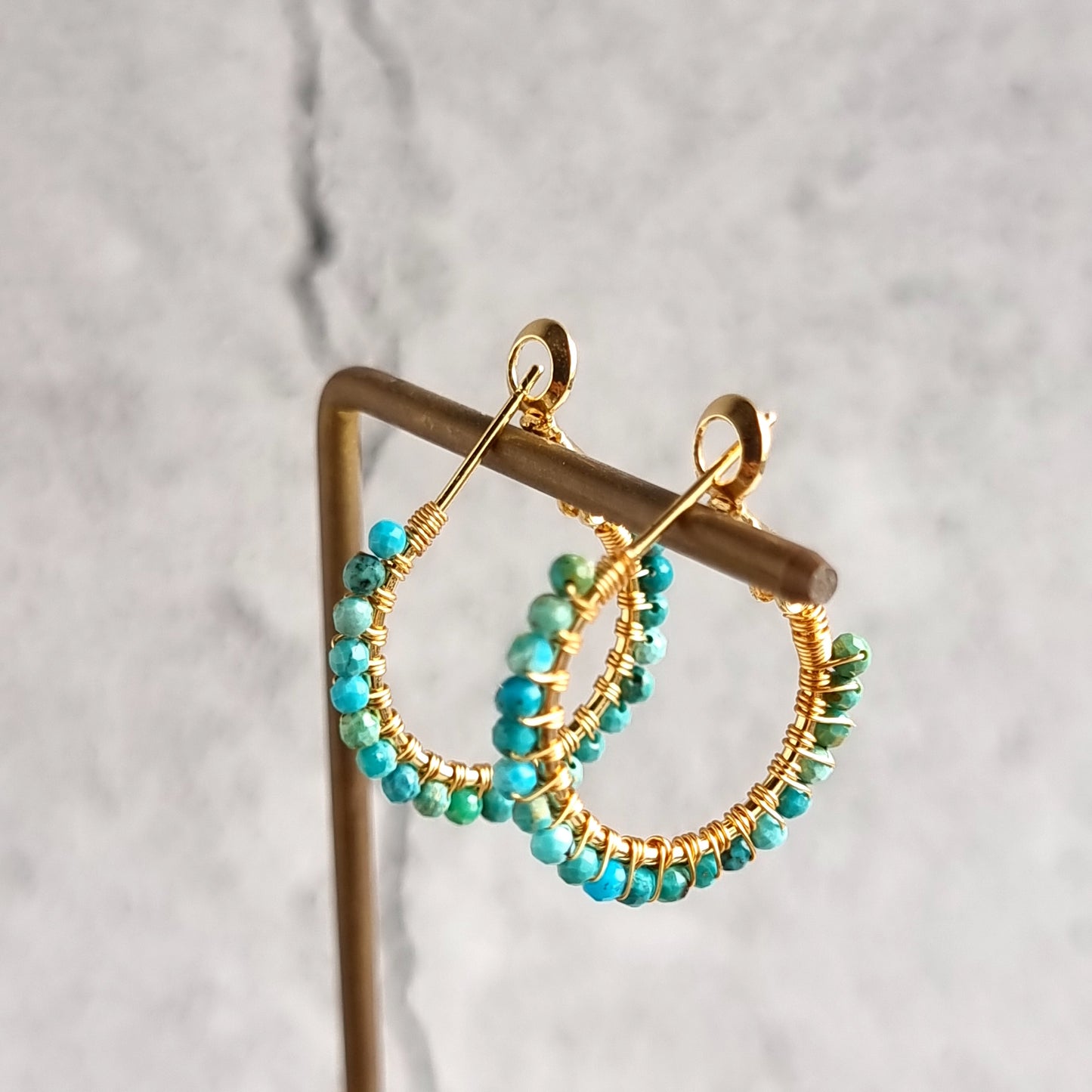 Turquoise - Small Hoop Gemstone Earrings