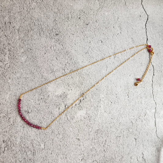 Bar Gemstone Necklace - Ruby