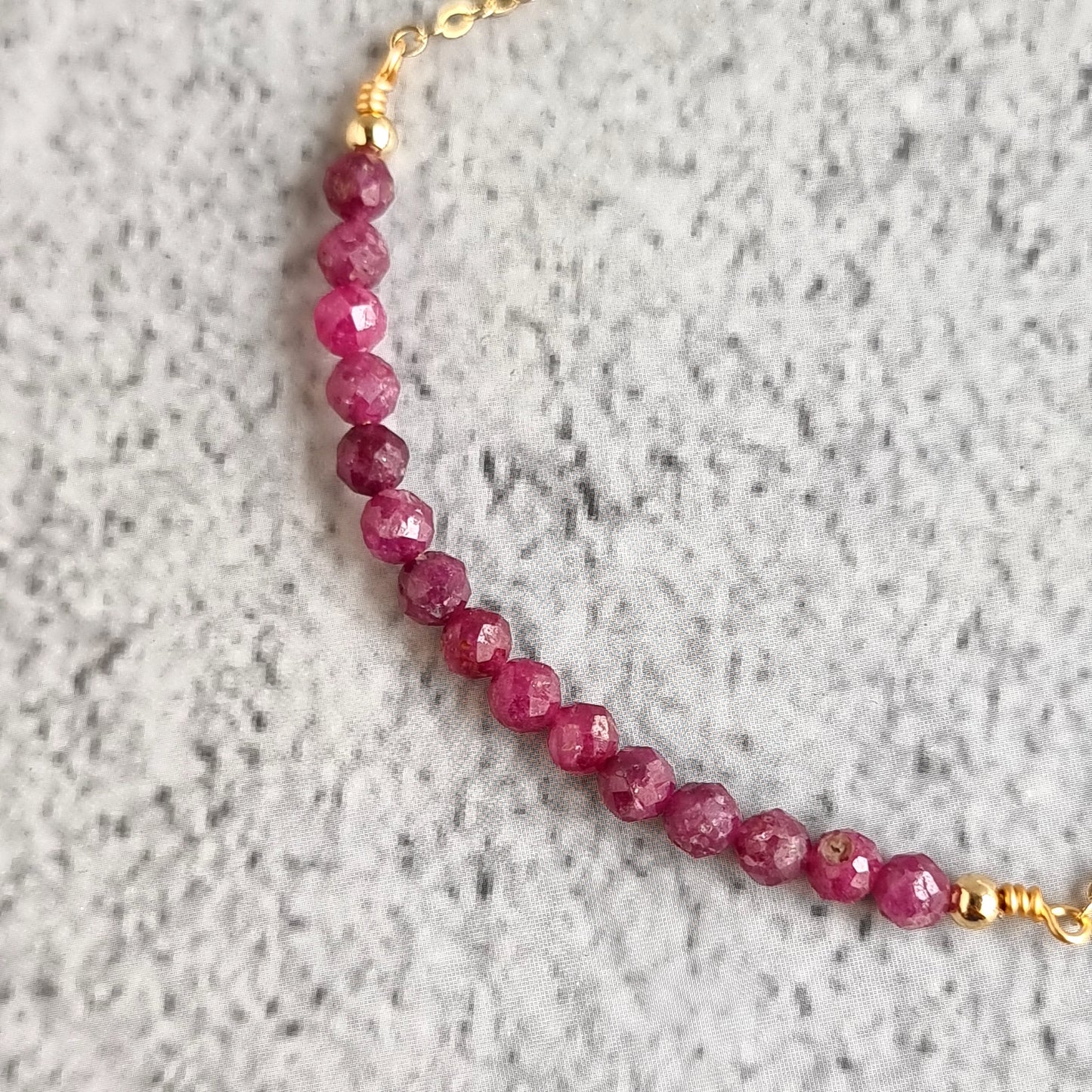 Bar Gemstone Necklace - Ruby