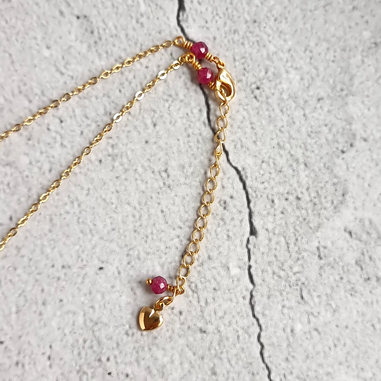 Bar Gemstone Necklace - Ruby