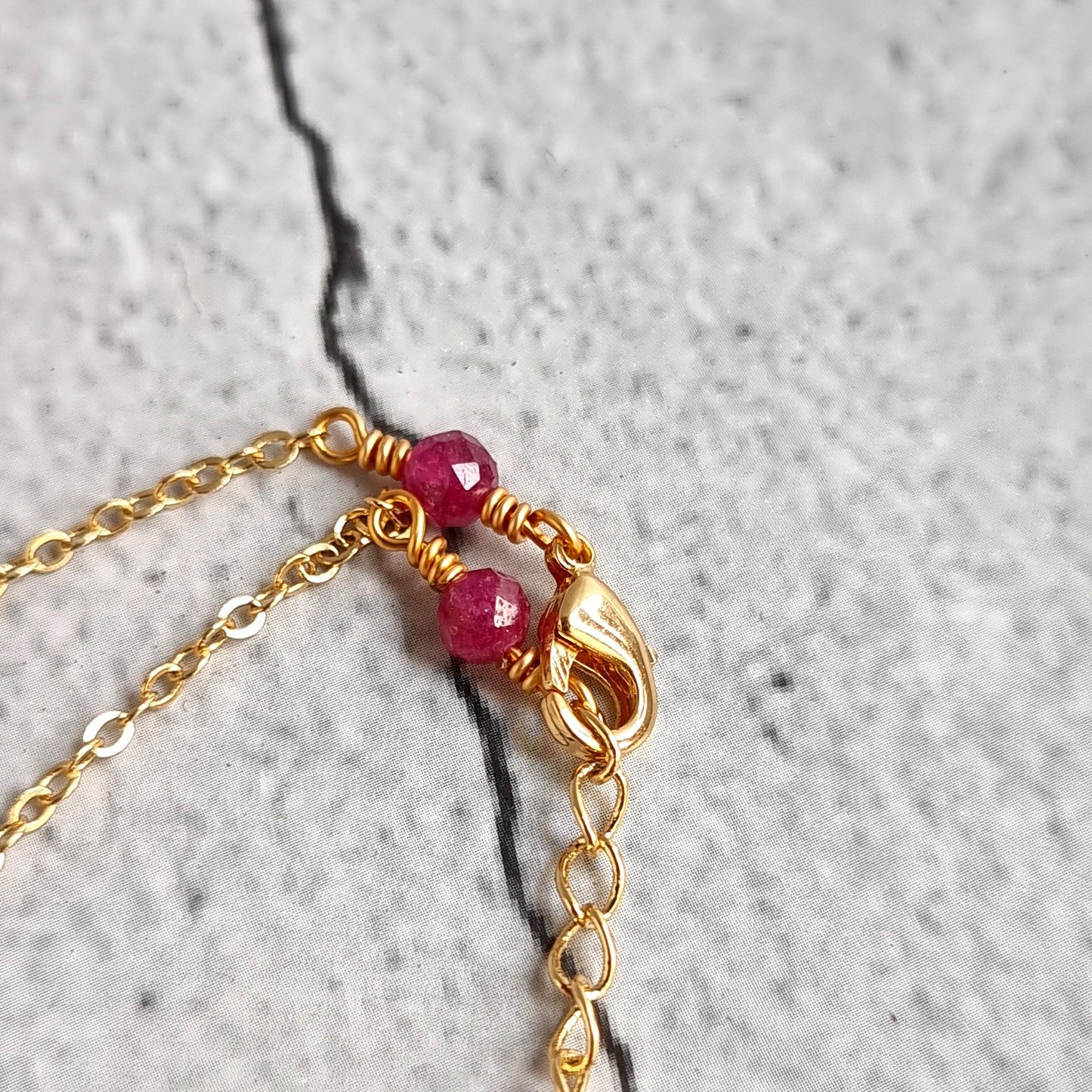 Bar Gemstone Necklace - Ruby
