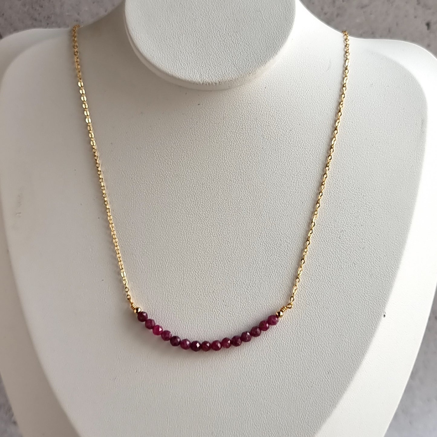 Bar Gemstone Necklace - Ruby