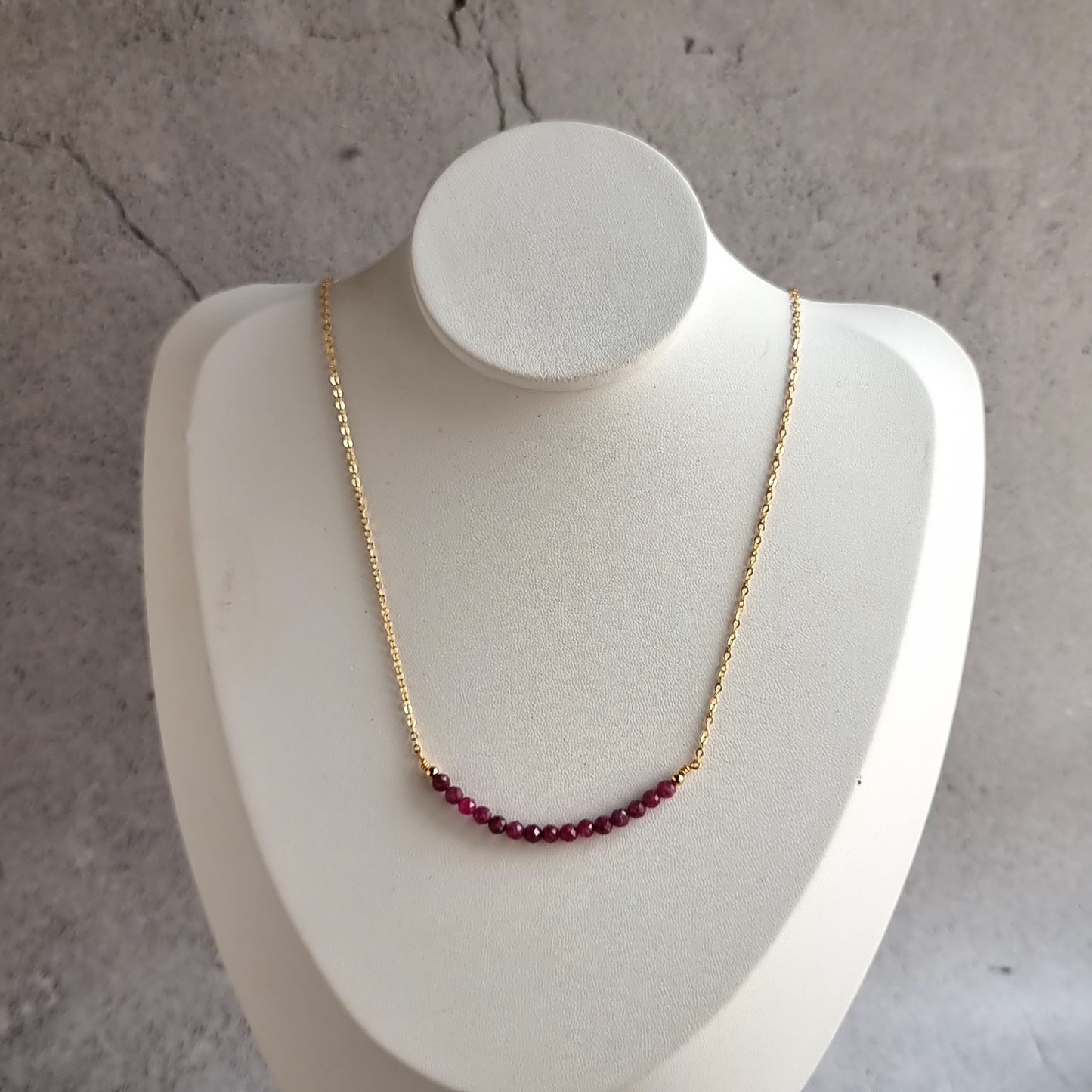 Bar Gemstone Necklace - Ruby