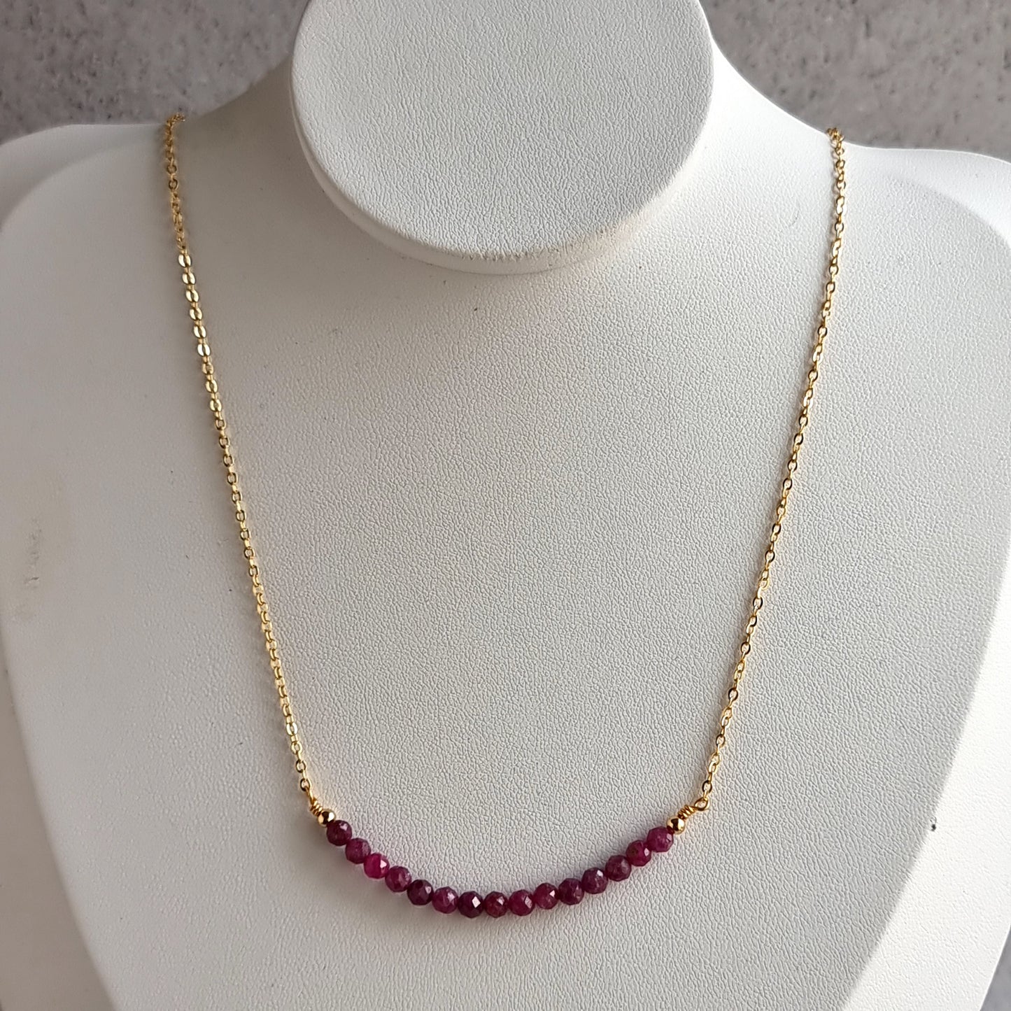 Bar Gemstone Necklace - Ruby