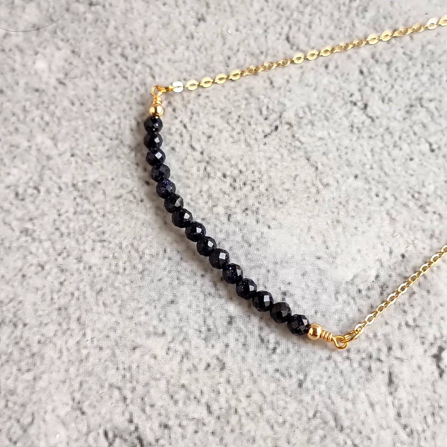 Bar Gemstone Necklace - Blue Sun Stone
