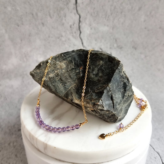 Bar Gemstone Necklace - Amethyst