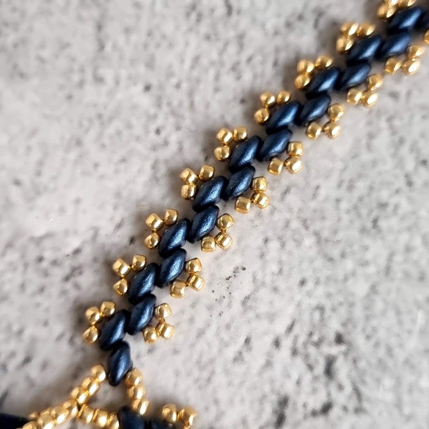 Super Lace Necklace - Super duo with Bermuda Blue Austrian Crystal