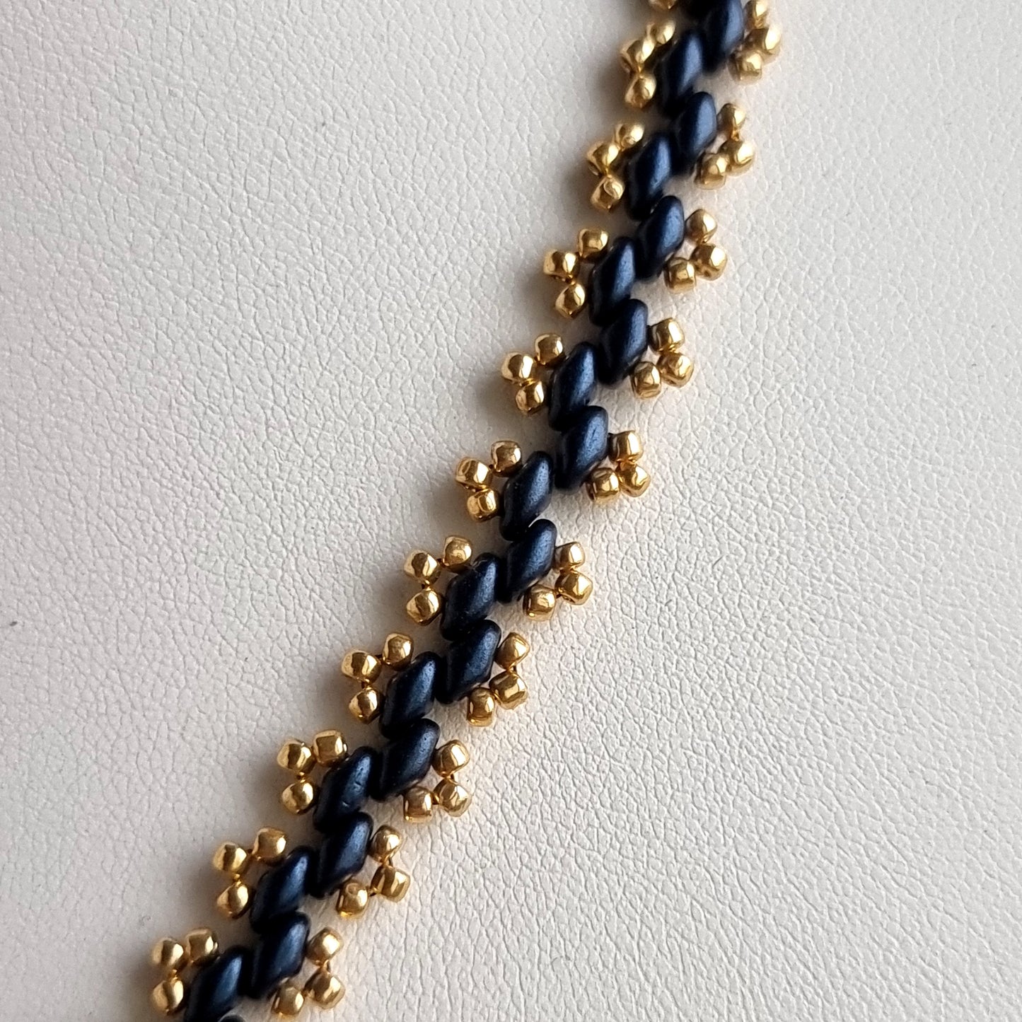 Super Lace Necklace - Super duo with Bermuda Blue Austrian Crystal